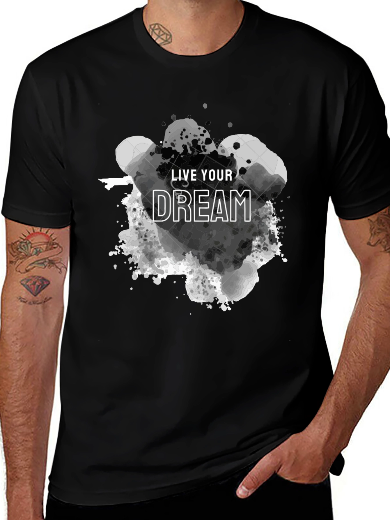 Live Your Dream Graphic Tee - Black Cotton T-Shirt