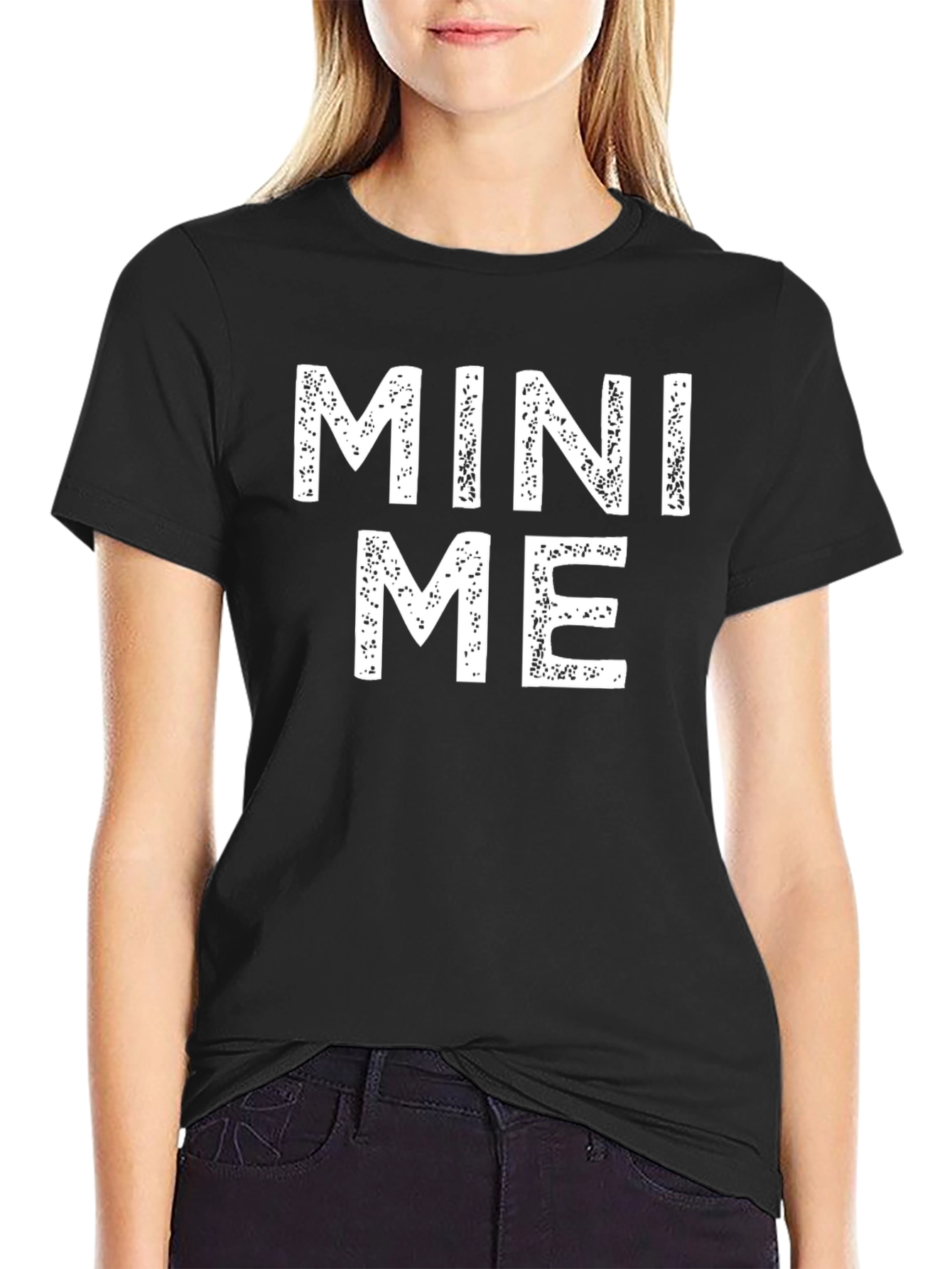 Mini Me Black Cotton Graphic T-Shirt