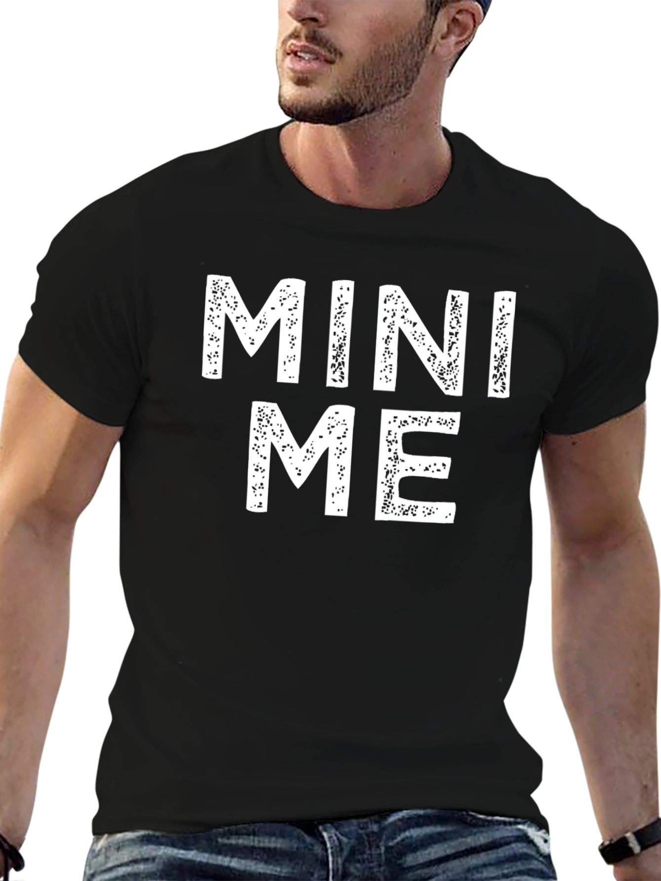Mini Me Black Cotton Graphic T-Shirt
