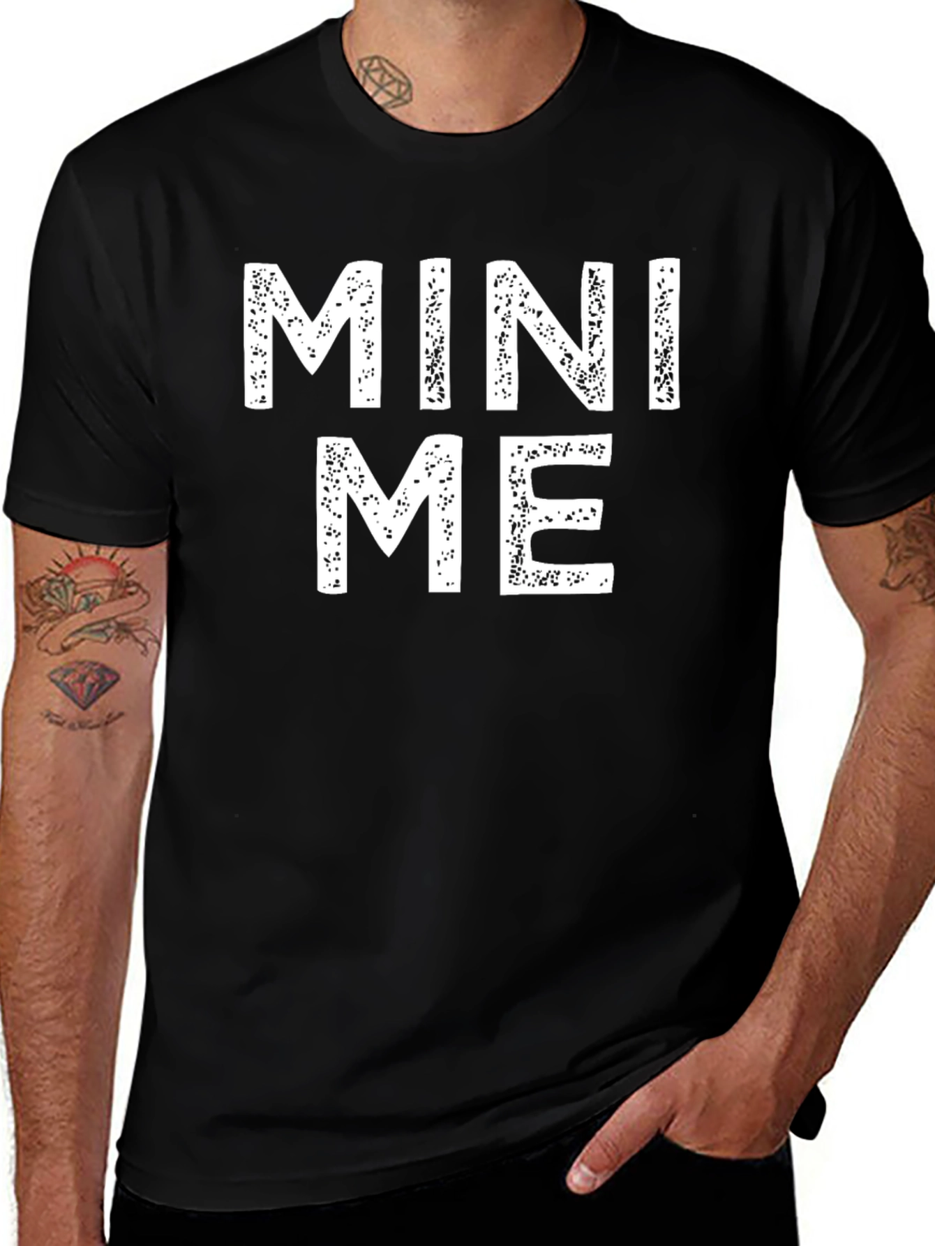Mini Me Black Cotton Graphic T-Shirt