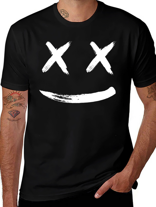 Smiley Face Graphic Tee - Casual Black T-Shirt