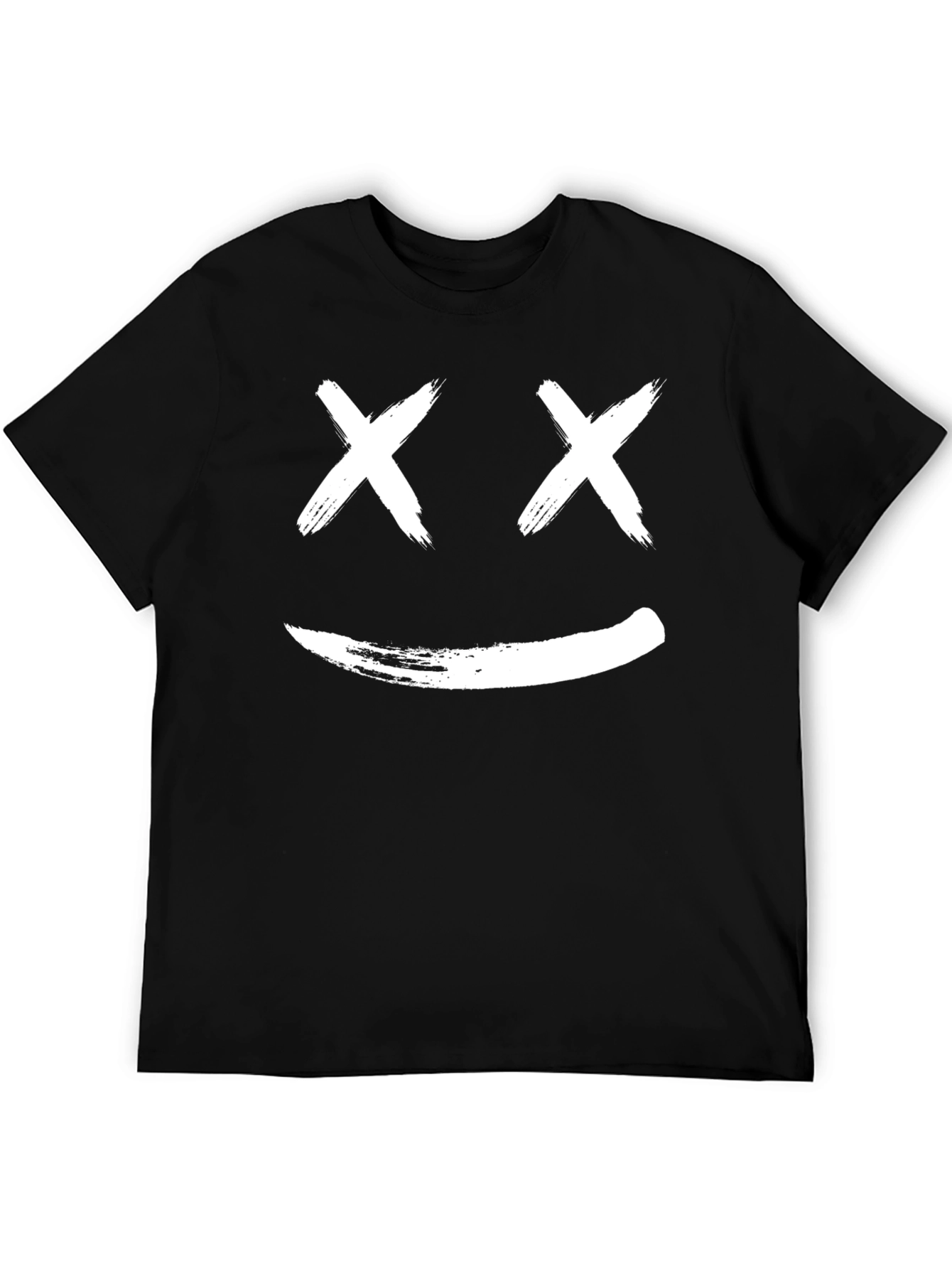 Smiley Face Graphic Tee - Casual Black T-Shirt