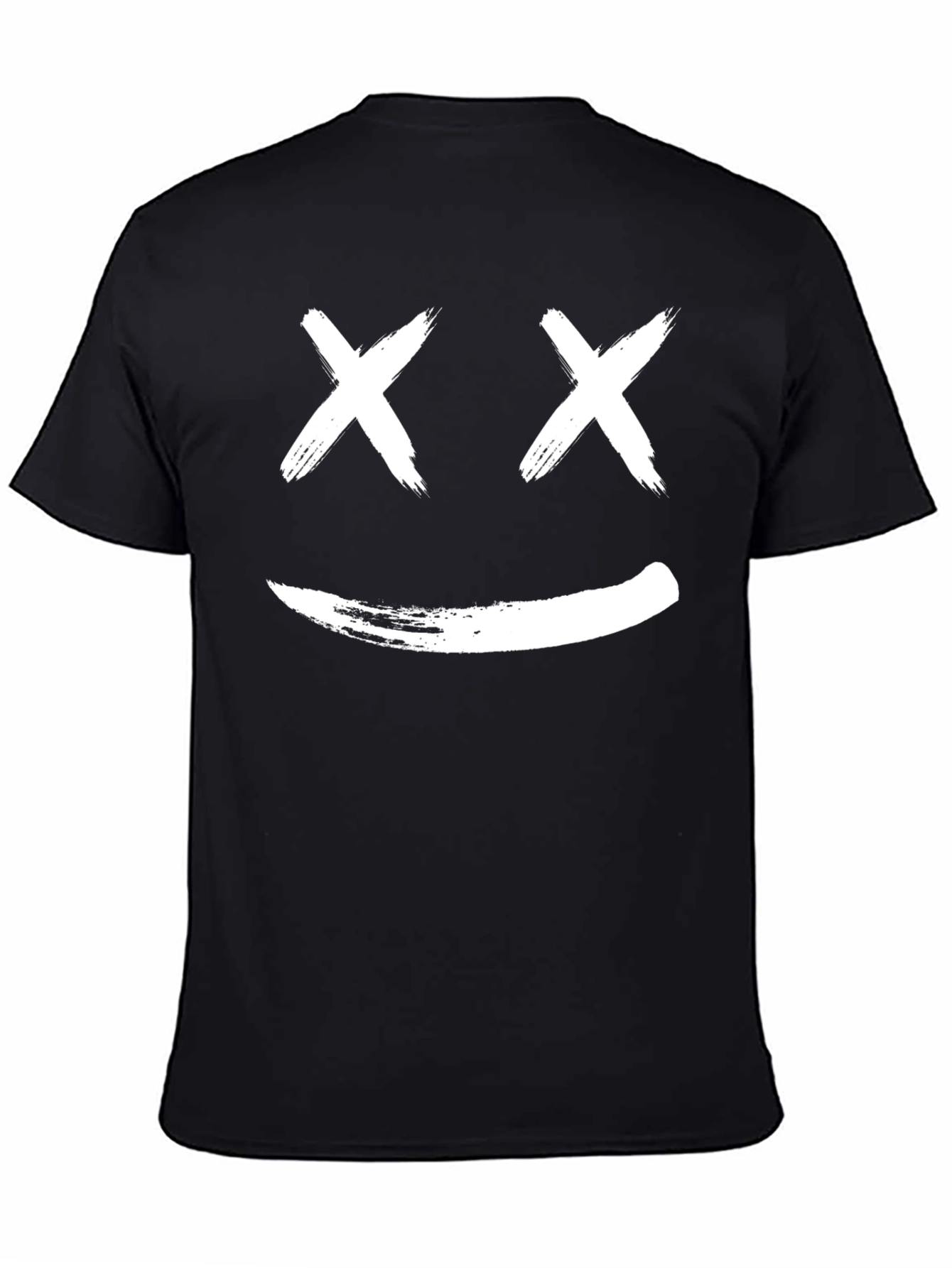 Smiley Face Graphic Tee - Casual Black T-Shirt