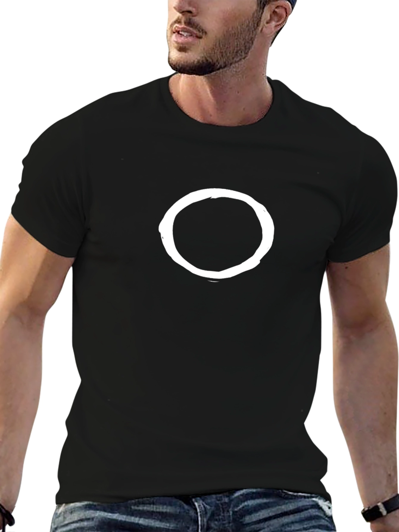 Minimalist Circle Graphic T-Shirt - Black