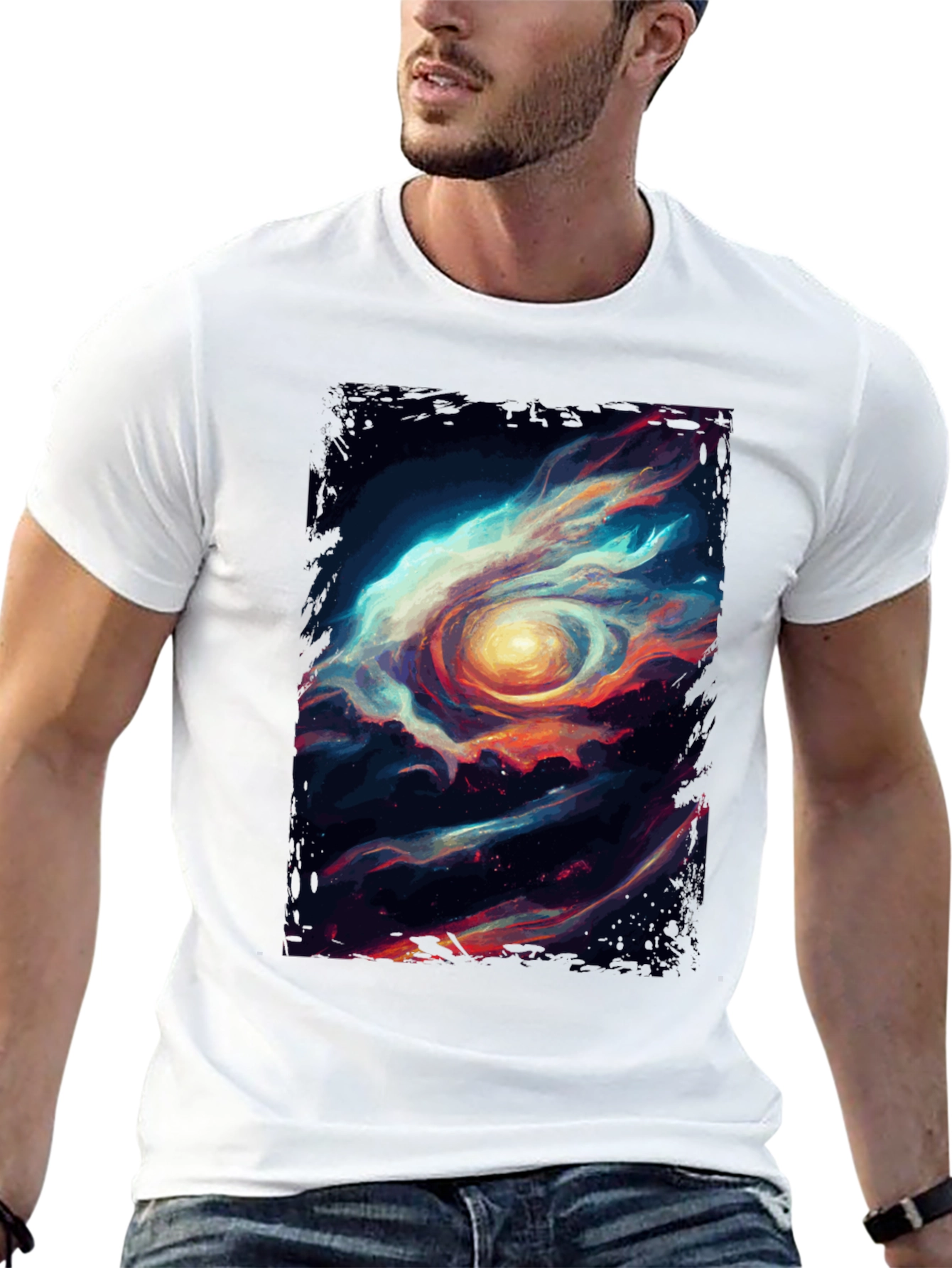 Cosmic Eye Graphic Tee - Stylish Black Cotton T-Shirt