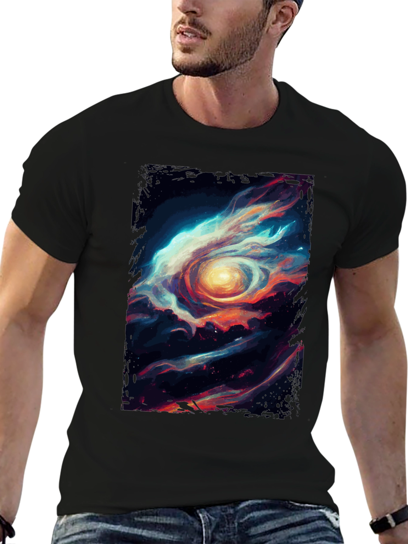Cosmic Eye Graphic Tee - Stylish Black Cotton T-Shirt
