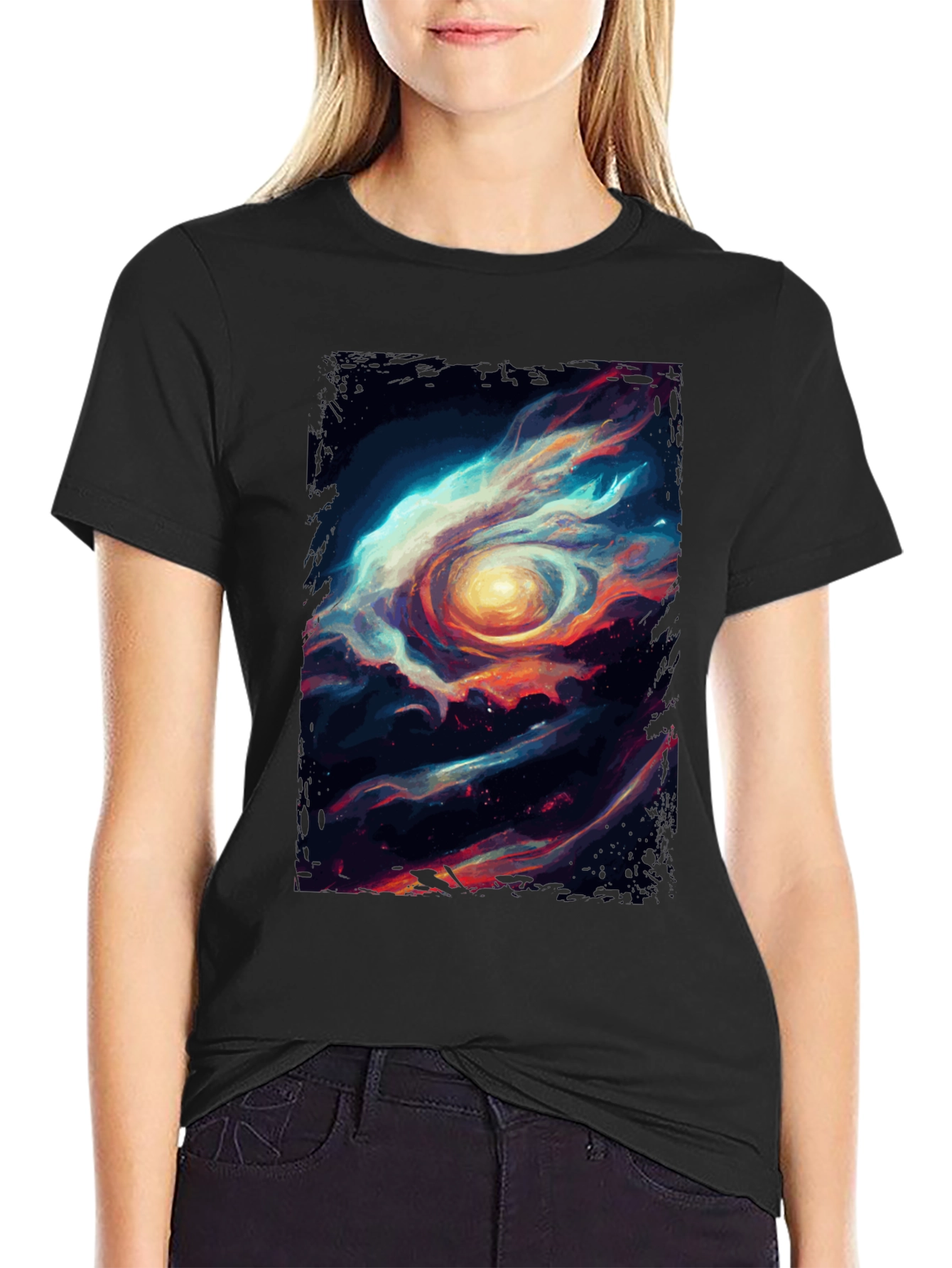 Cosmic Eye Graphic Tee - Stylish Black Cotton T-Shirt