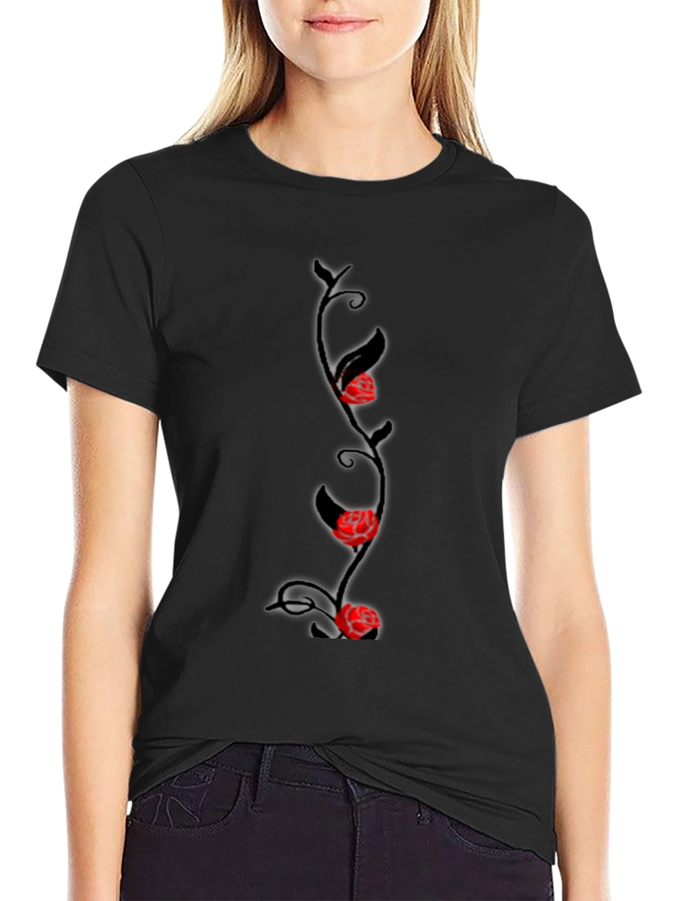Rose Vine Graphic Tee - Mens Black T-Shirt