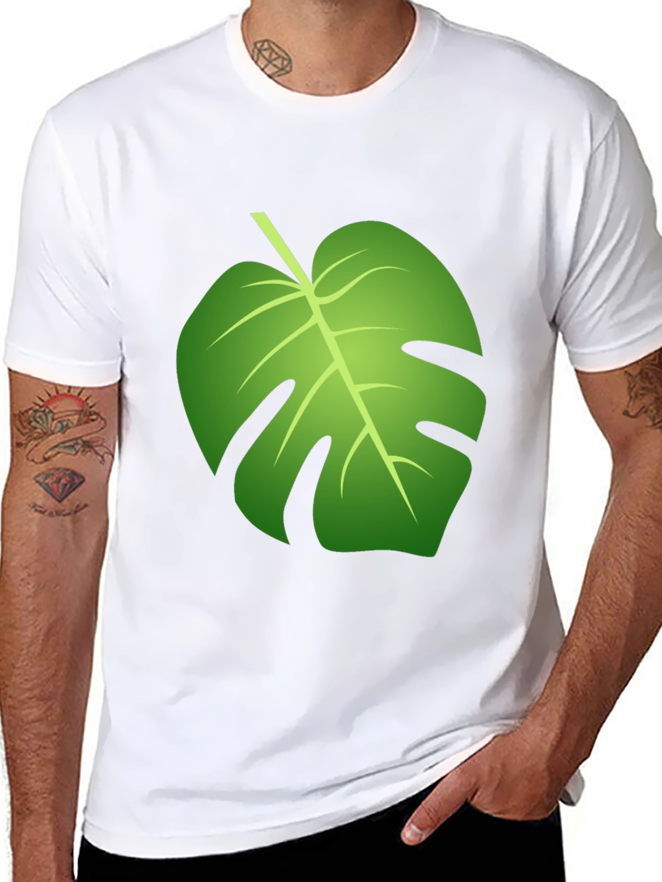 Tropical Monstera Leaf Graphic Black T-Shirt