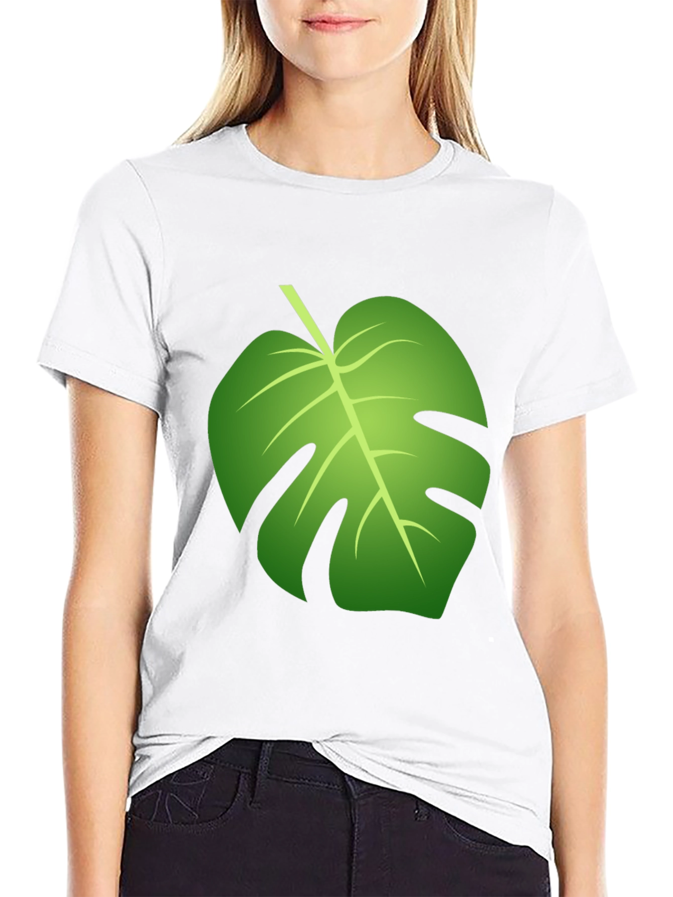 Tropical Monstera Leaf Graphic Black T-Shirt
