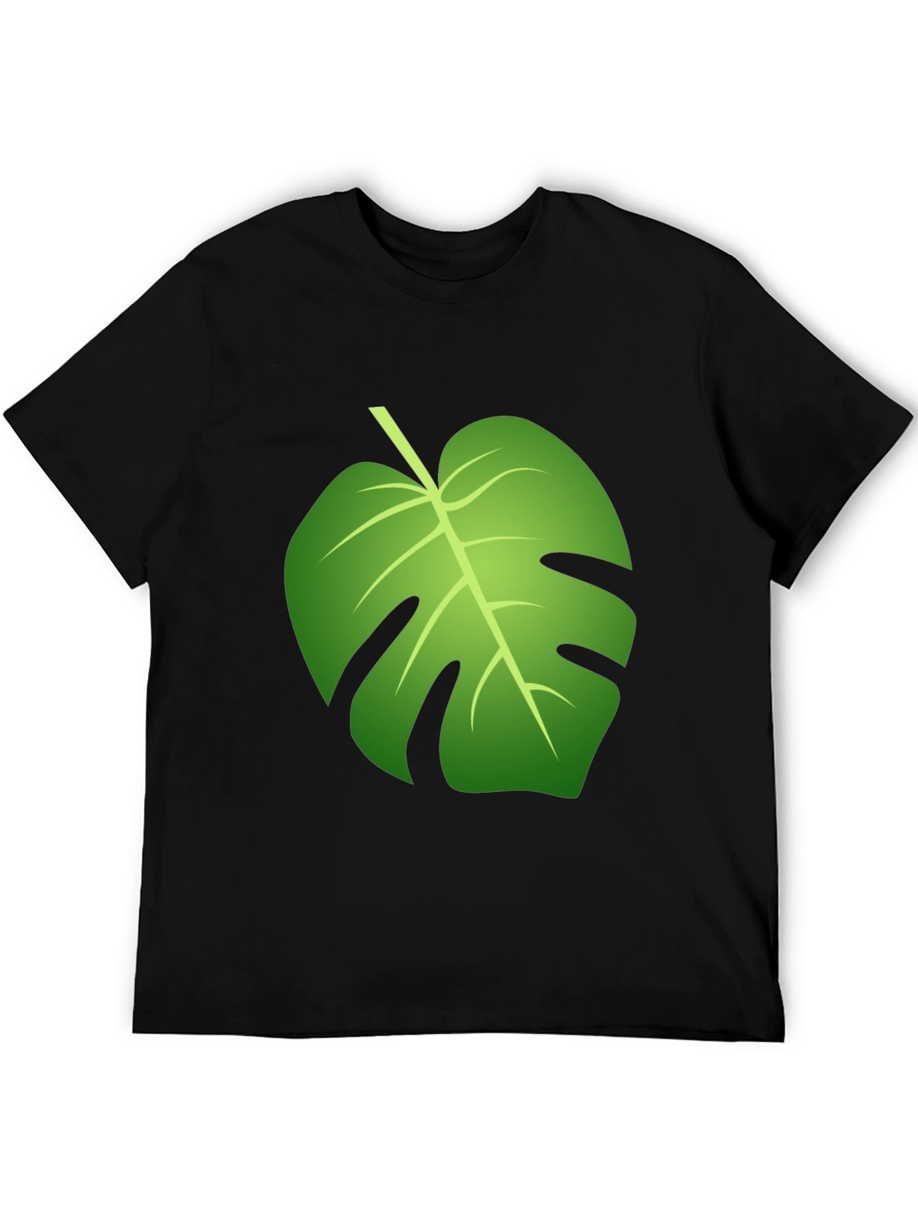 Tropical Monstera Leaf Graphic Black T-Shirt