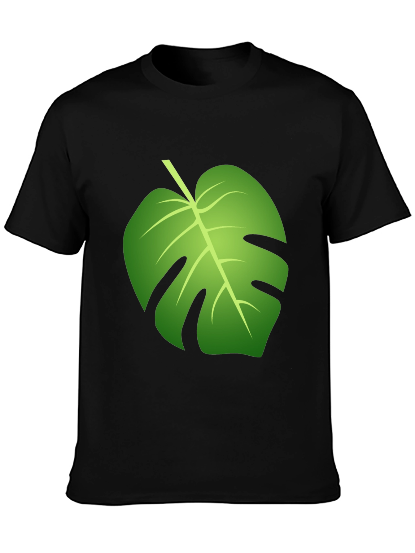 Tropical Monstera Leaf Graphic Black T-Shirt