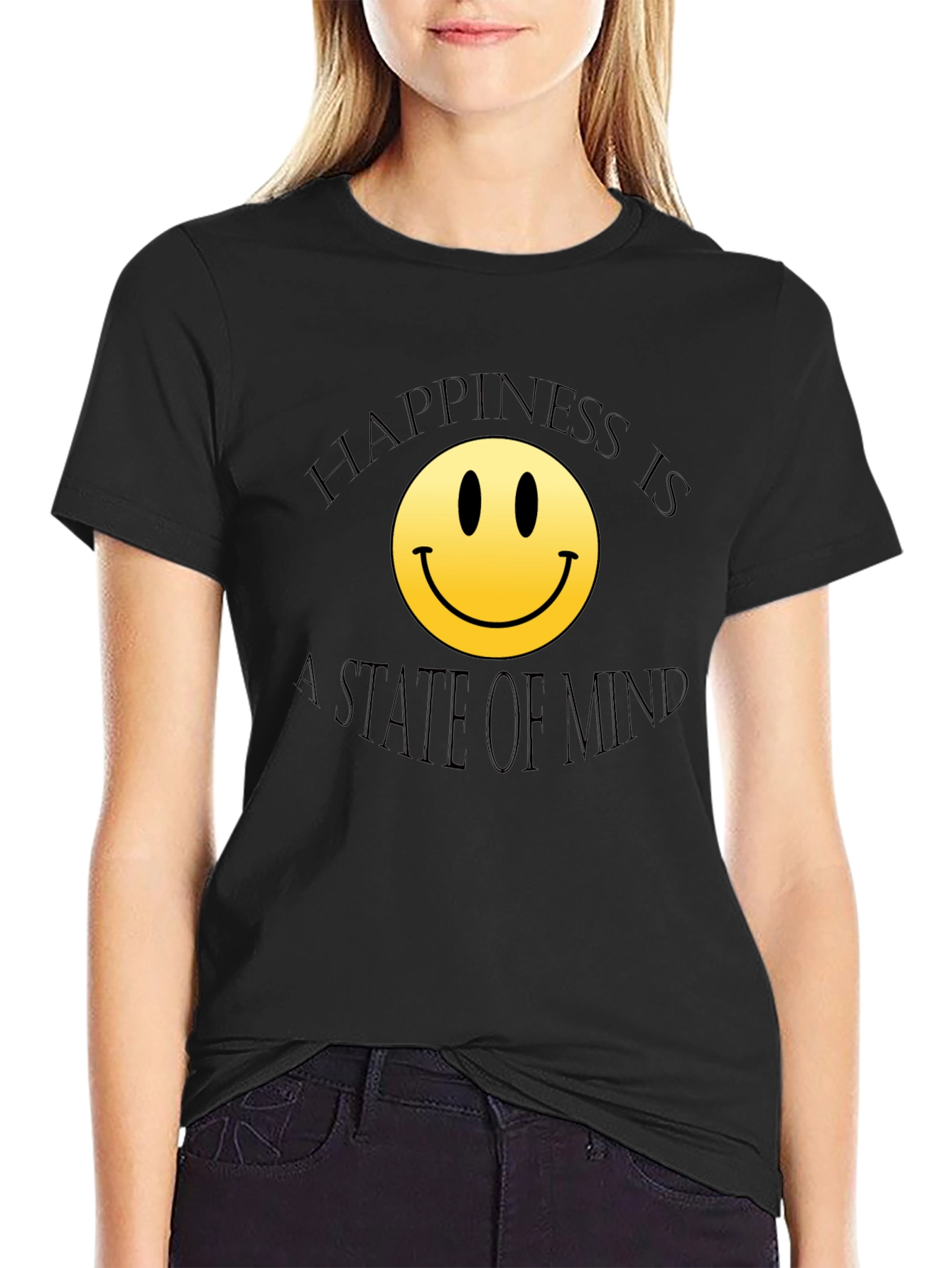 Happiness State of Mind Black T-Shirt