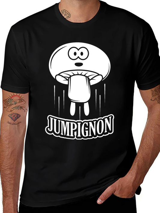 JUMPiGNON Cartoon Mushroom Black T-Shirt