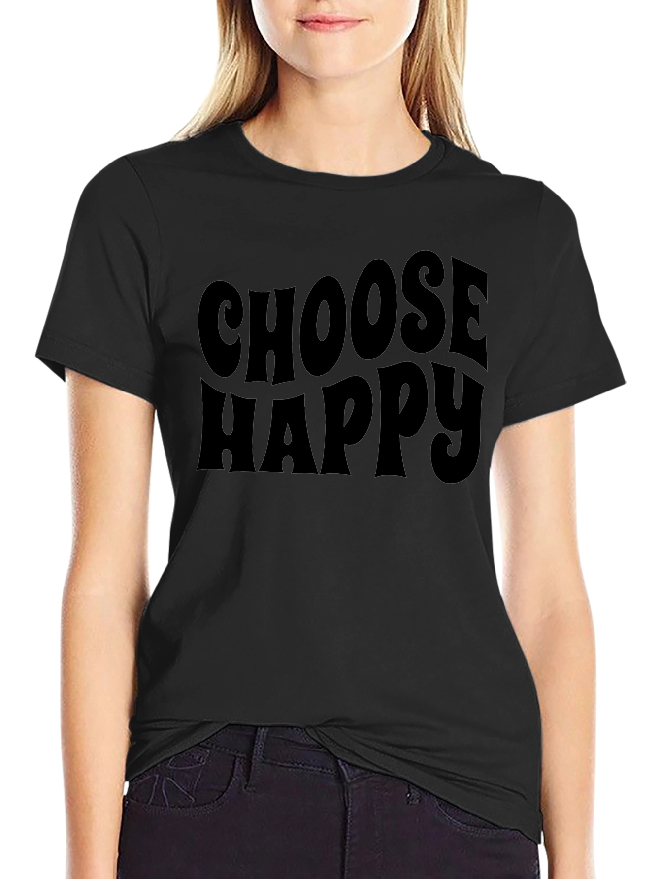 Choose Happy Graphic Tee - Retro Style