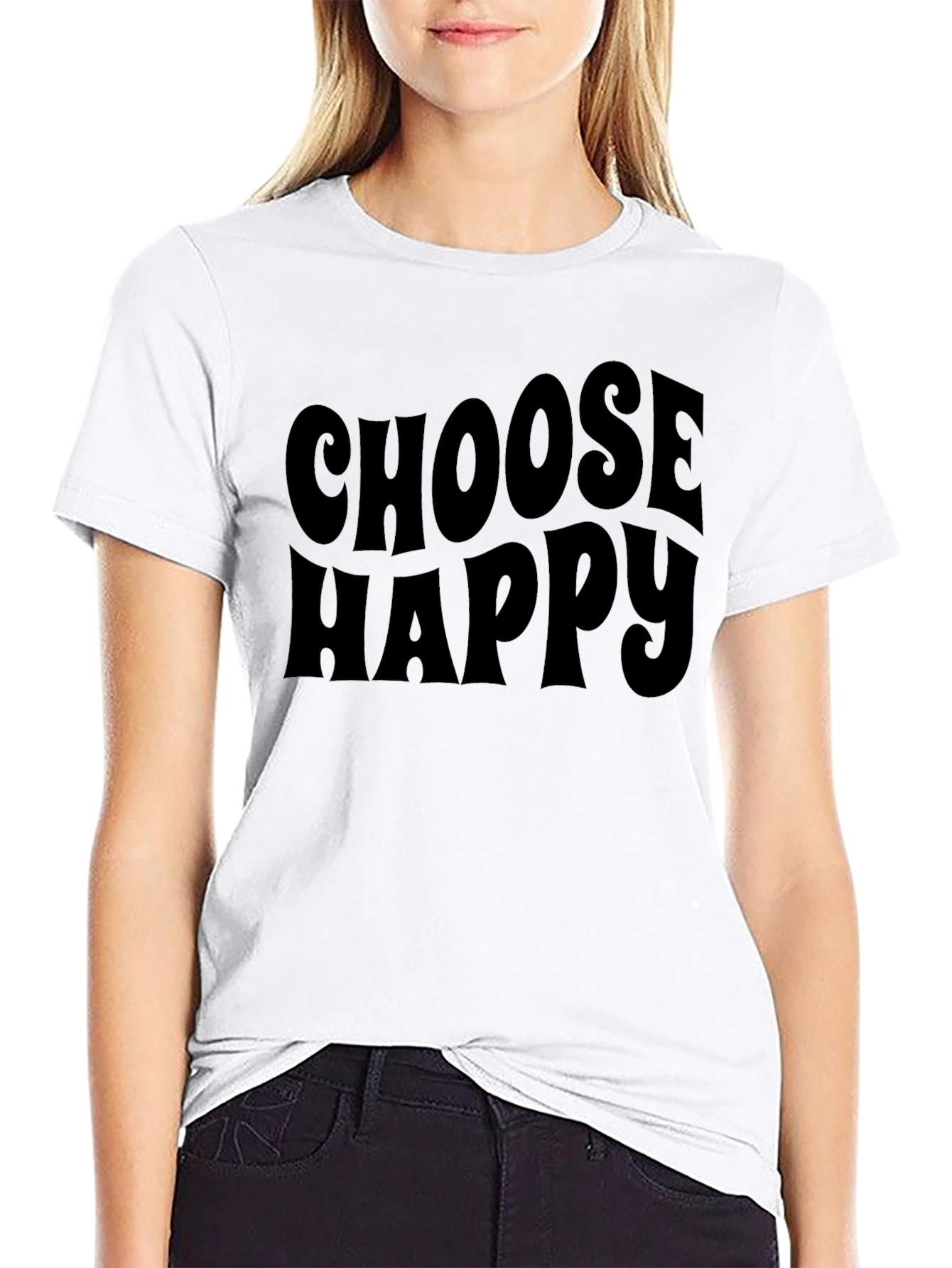 Choose Happy Graphic Tee - Retro Style