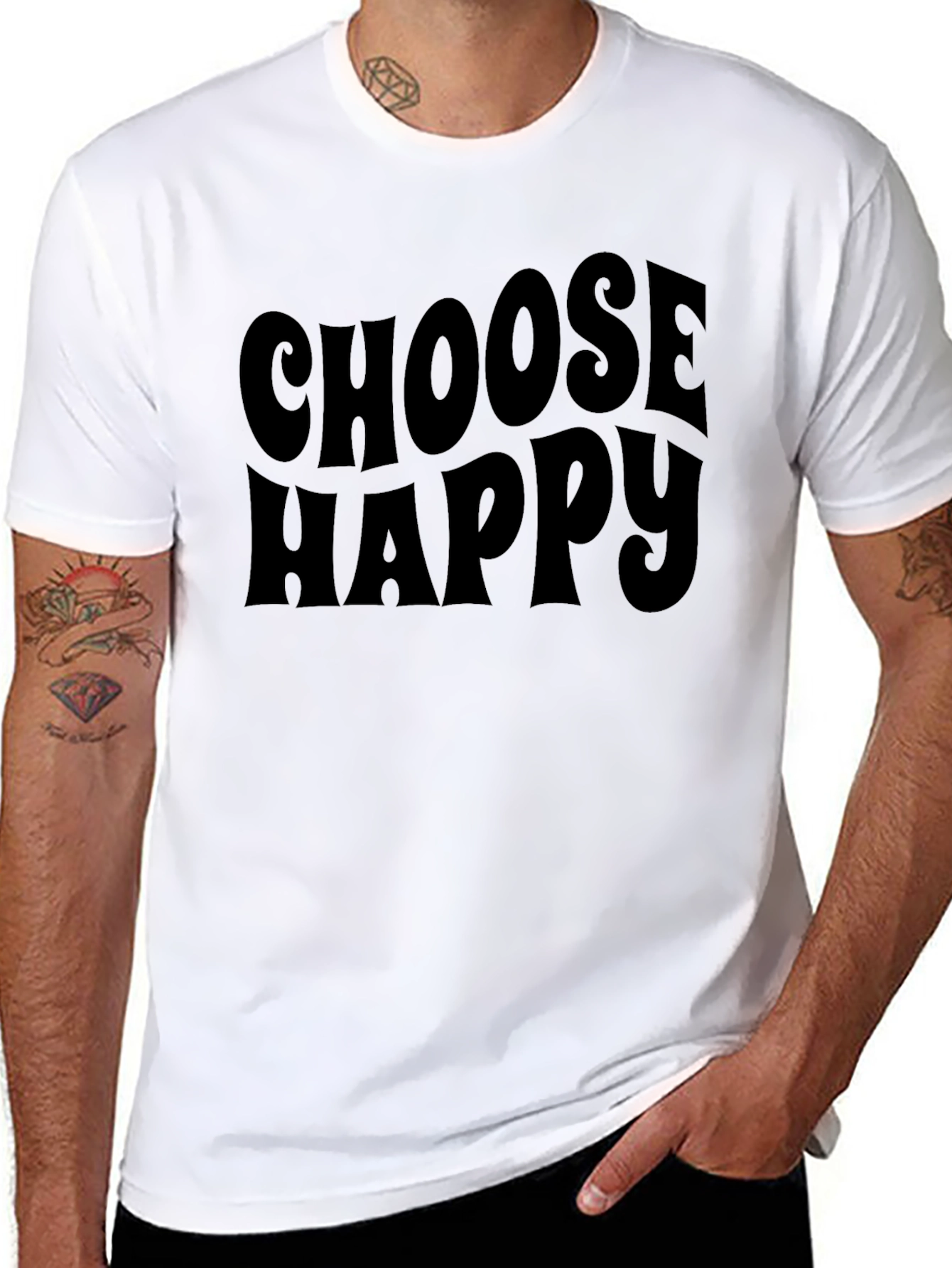 Choose Happy Graphic Tee - Retro Style