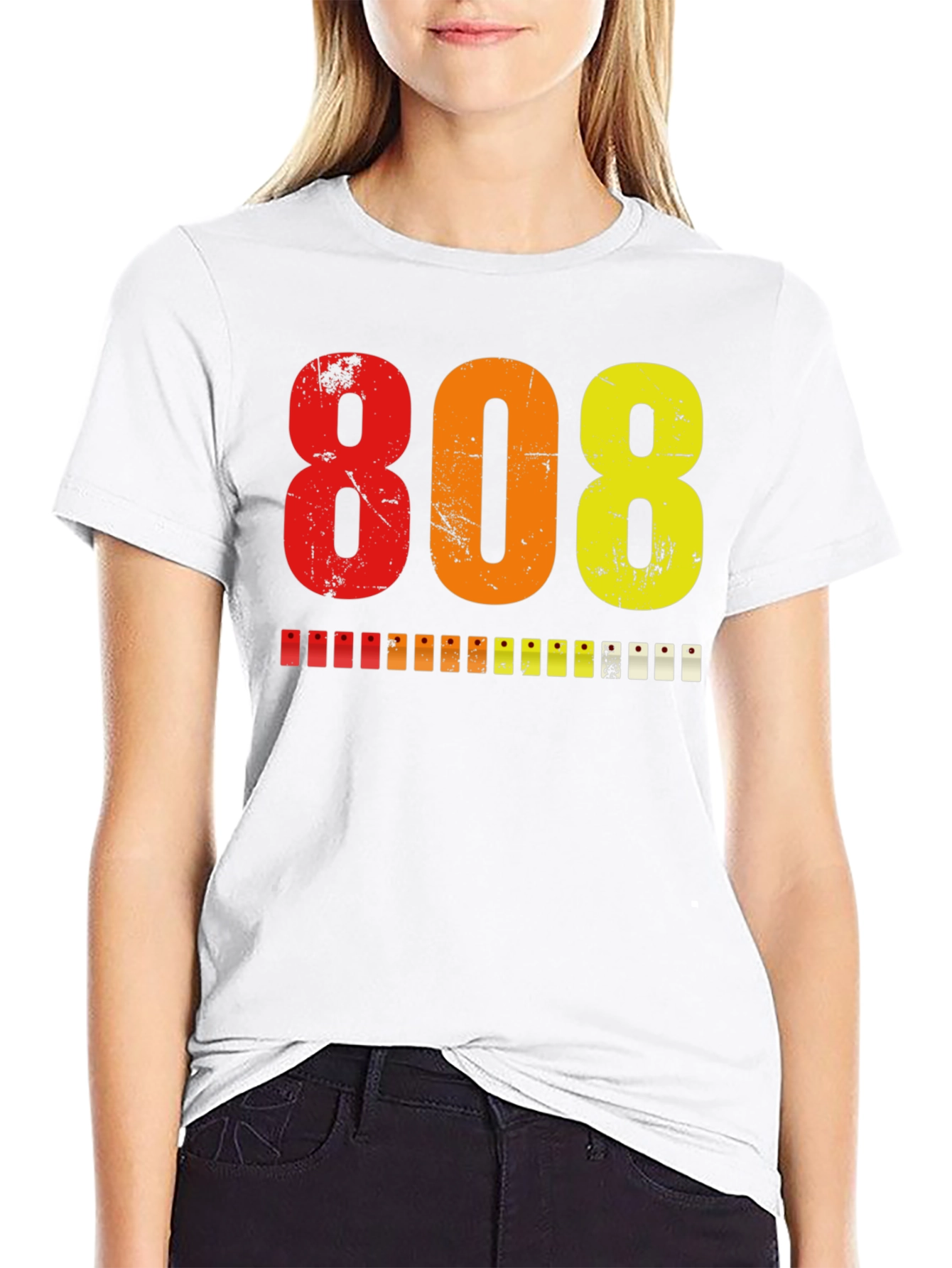 808 Graphic Print Black T-Shirt