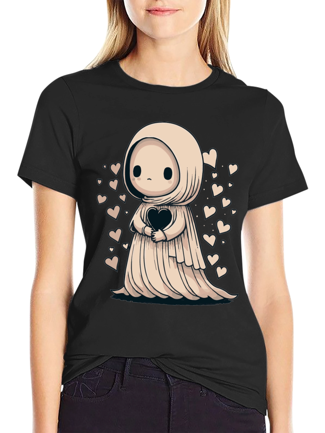 Cute Ghost Heart T-Shirt - Spooky Season Style