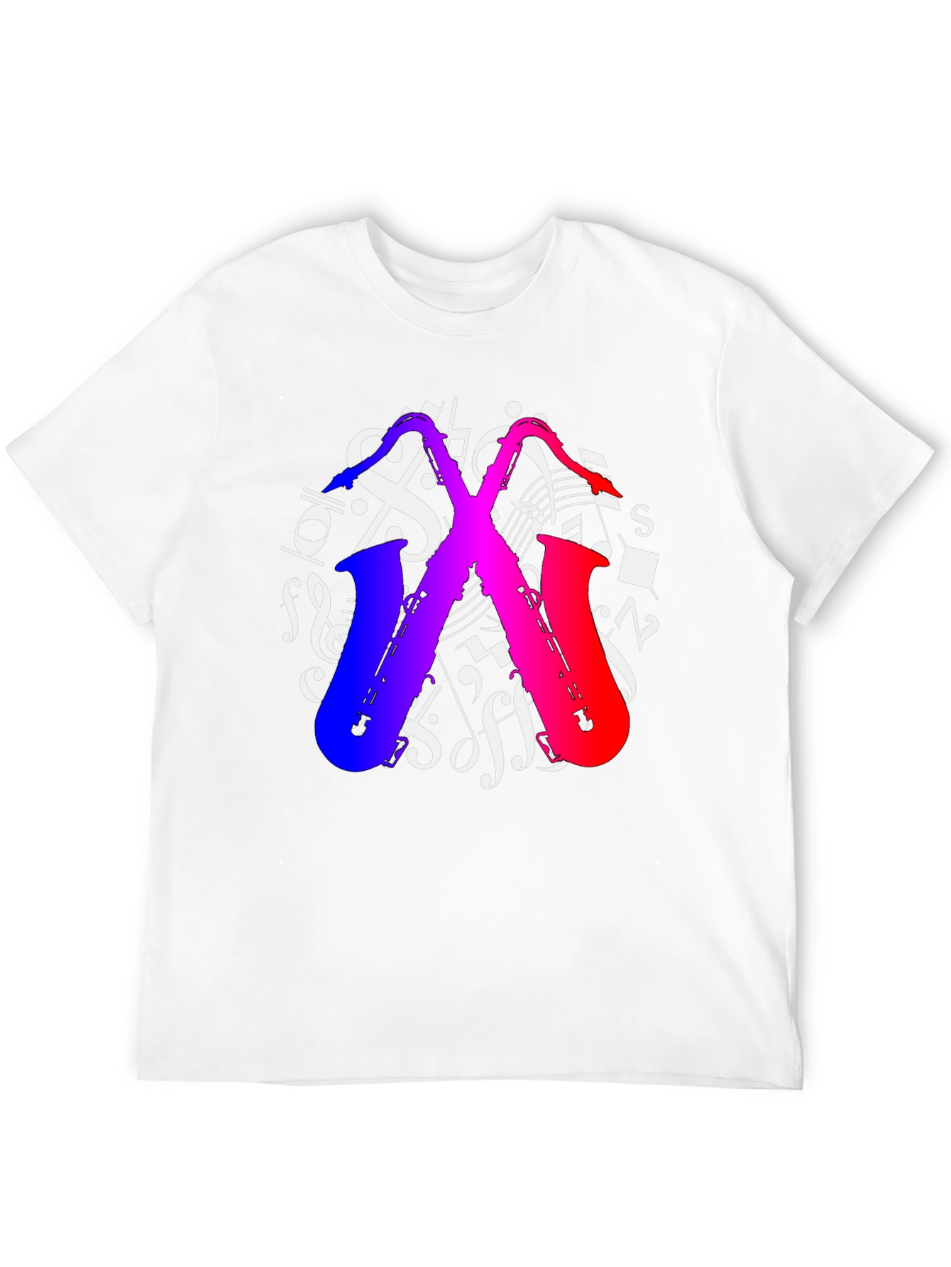 Saxophone Music Notes Graphic T-Shirt - Black