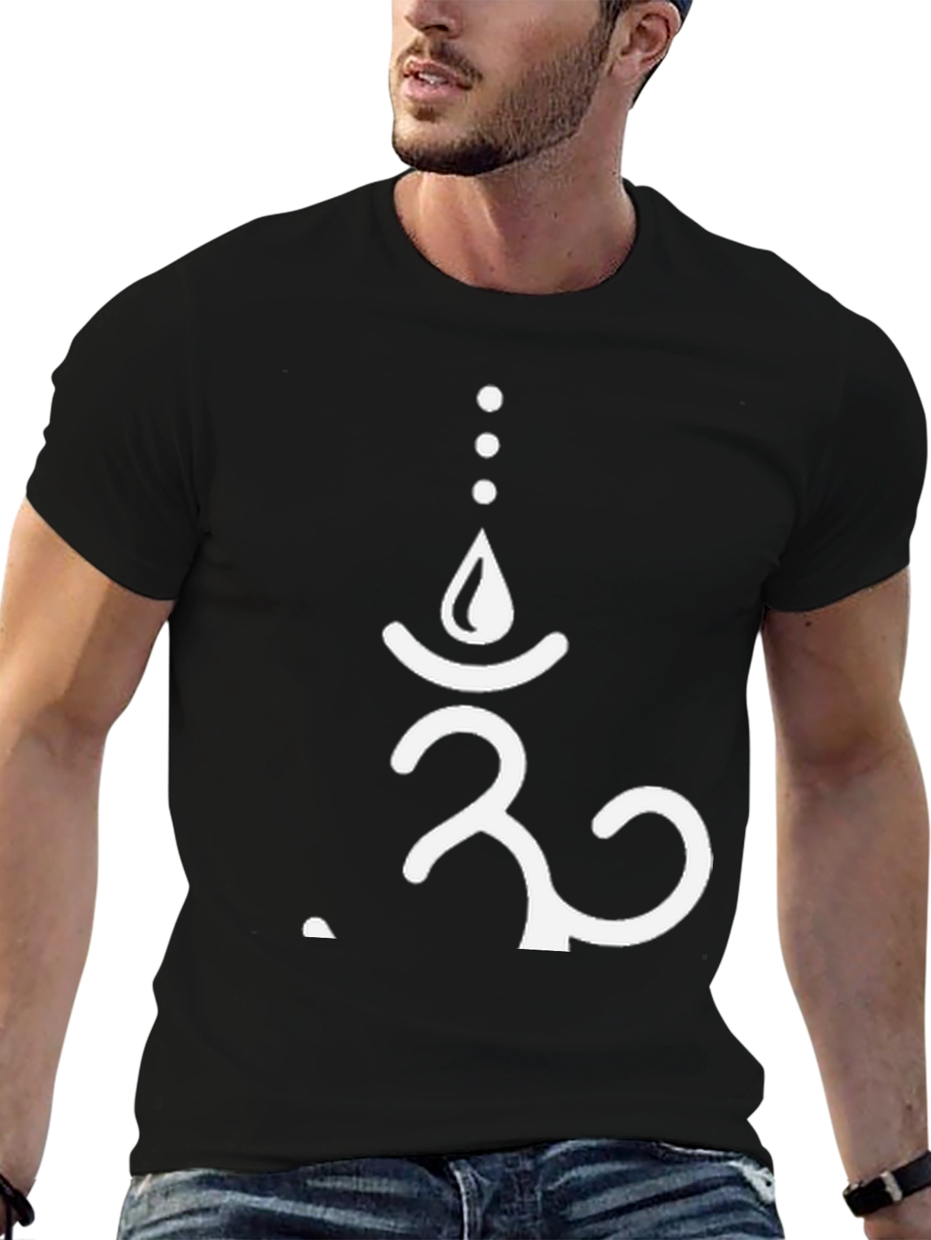 Om Symbol Graphic Print Black T-Shirt