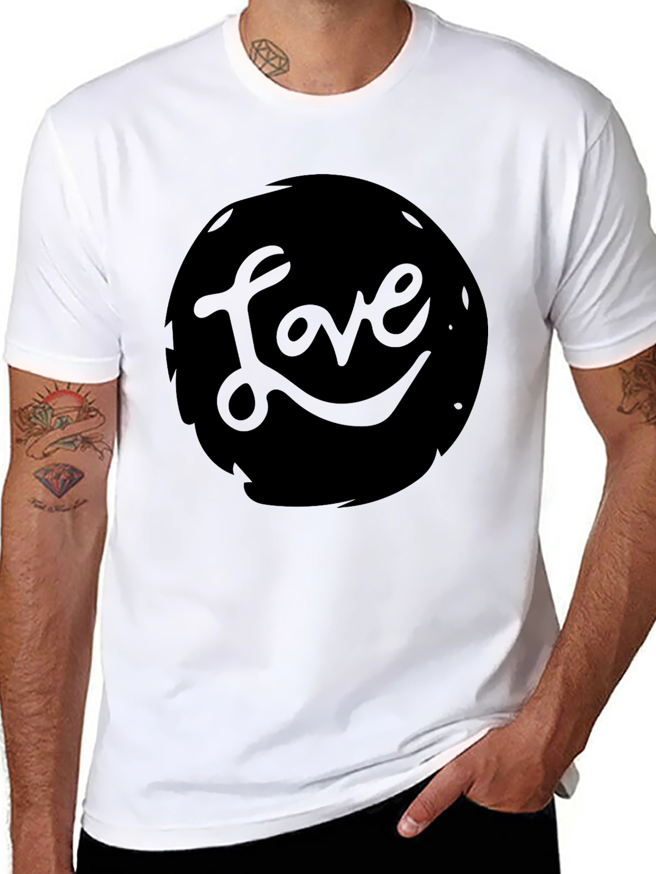 Love Graphic Print Mens Black T-Shirt