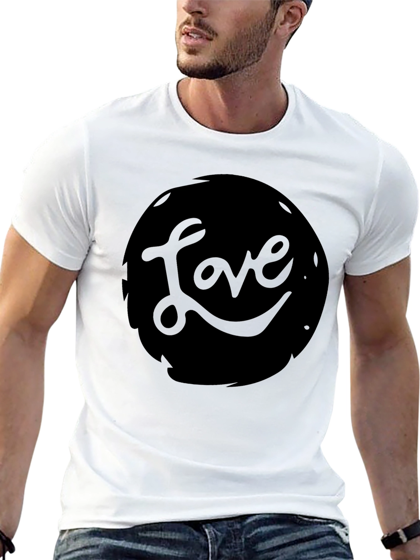 Love Graphic Print Mens Black T-Shirt