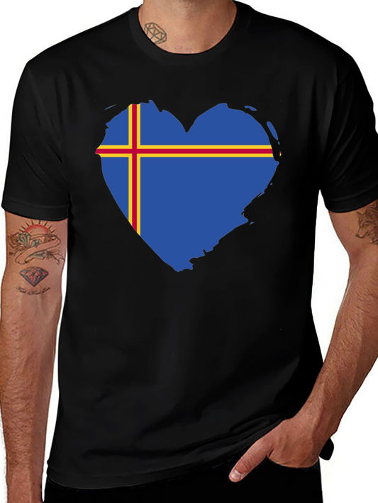 Aland Islands Flag Heart T-Shirt