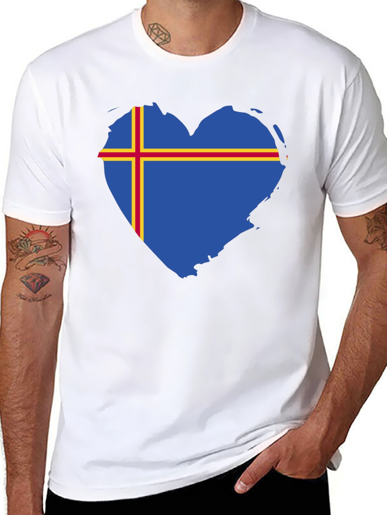 Aland Islands Flag Heart T-Shirt