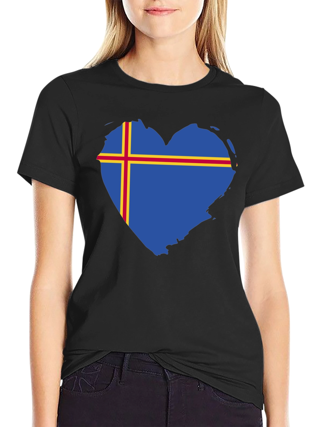 Aland Islands Flag Heart T-Shirt