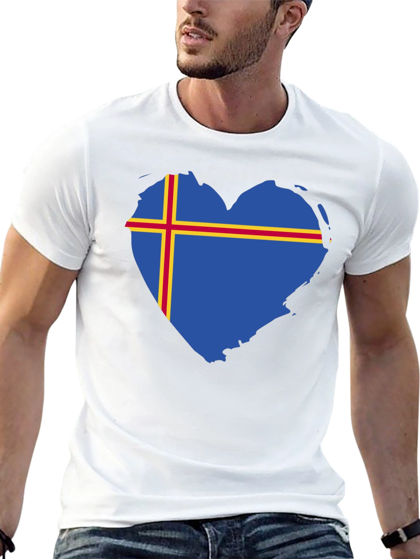 Aland Islands Flag Heart T-Shirt