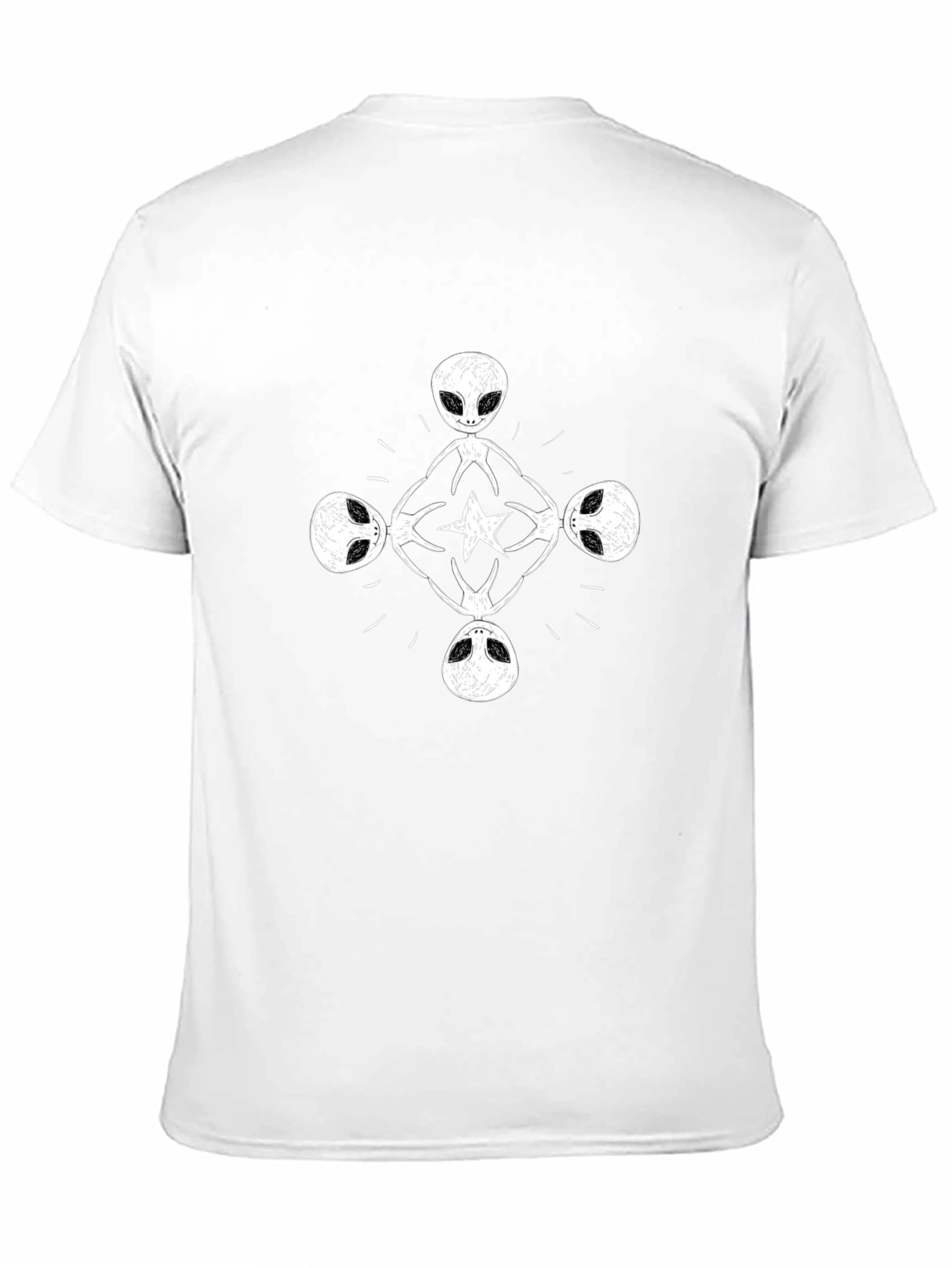 Alien Circle Graphic Tee - Black Crew Neck T-Shirt