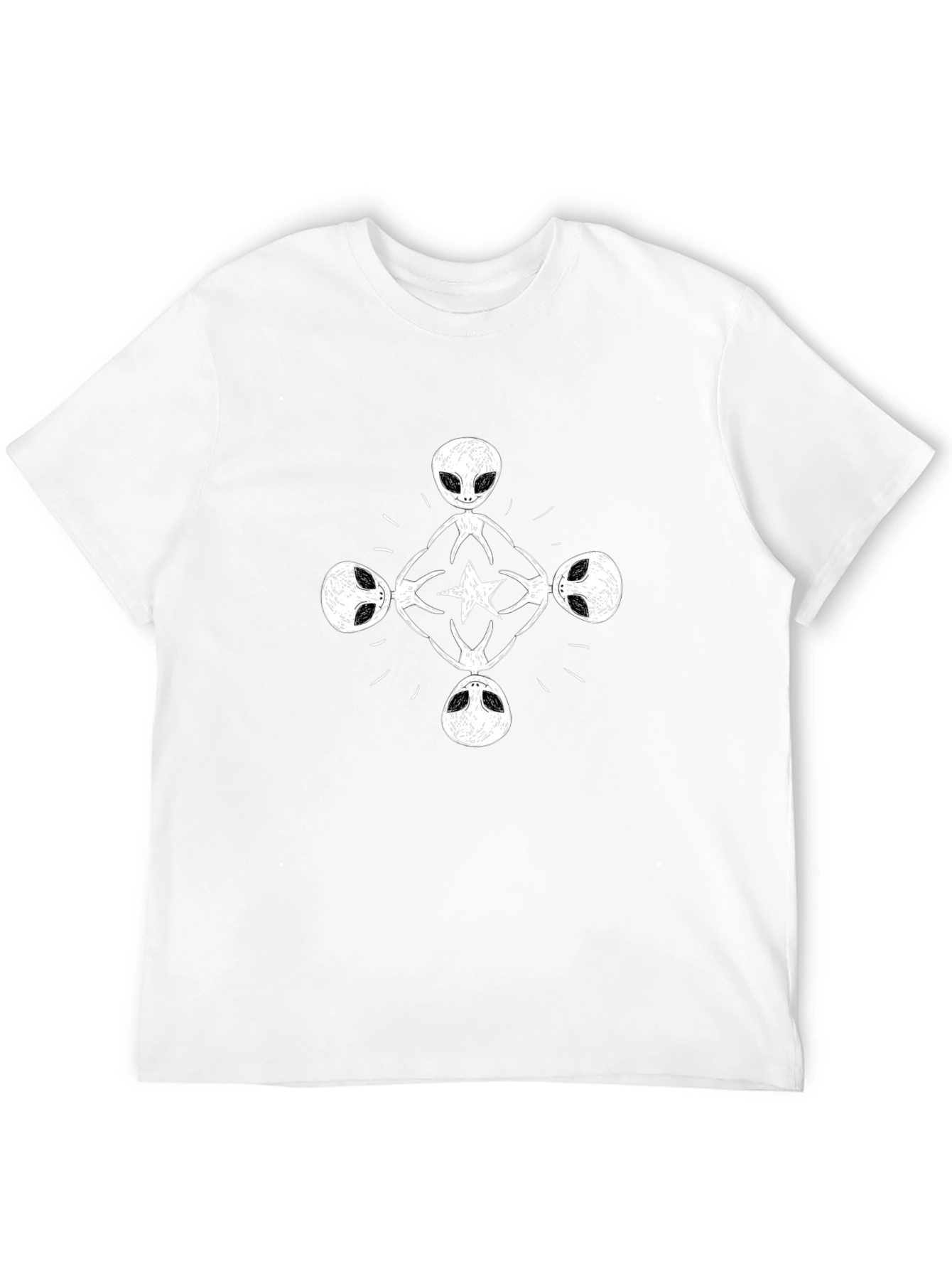 Alien Circle Graphic Tee - Black Crew Neck T-Shirt
