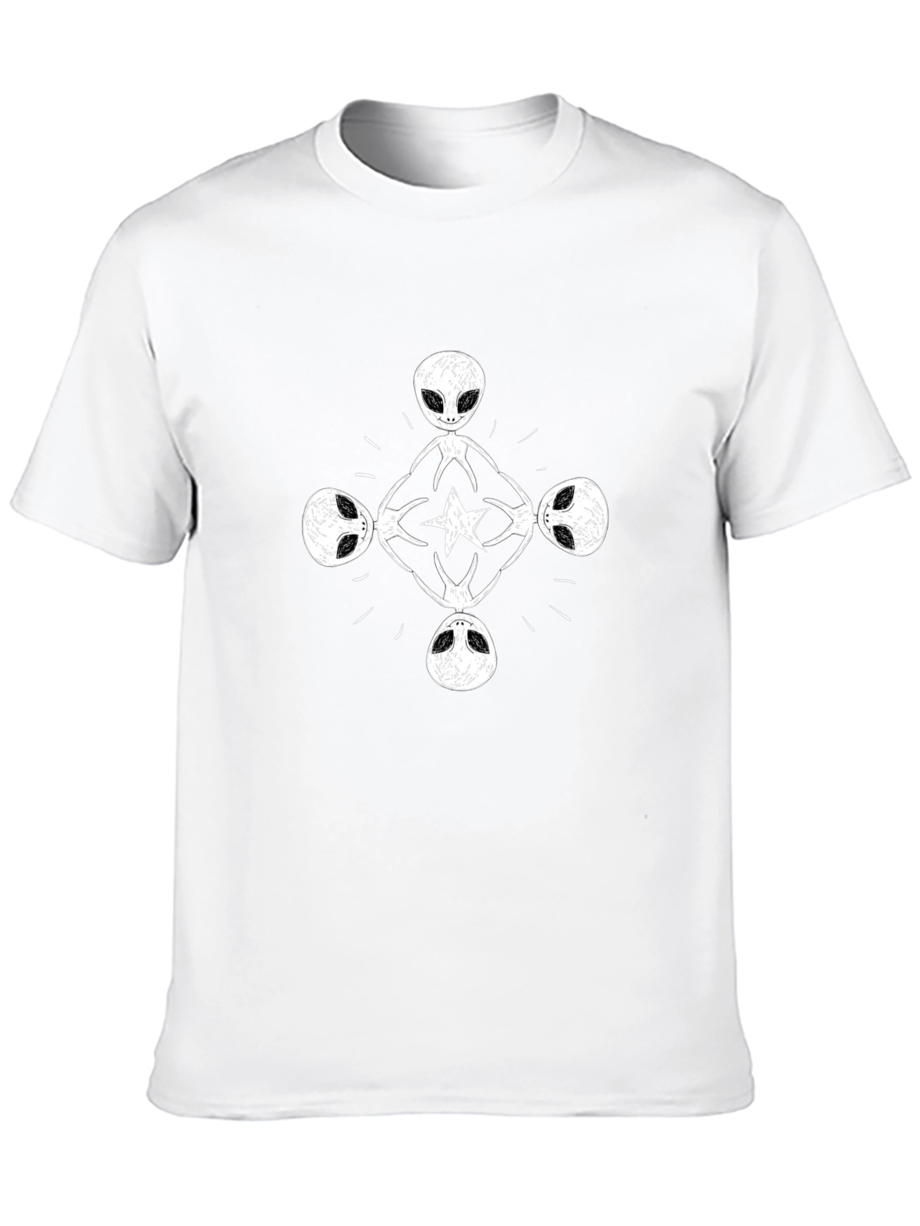 Alien Circle Graphic Tee - Black Crew Neck T-Shirt