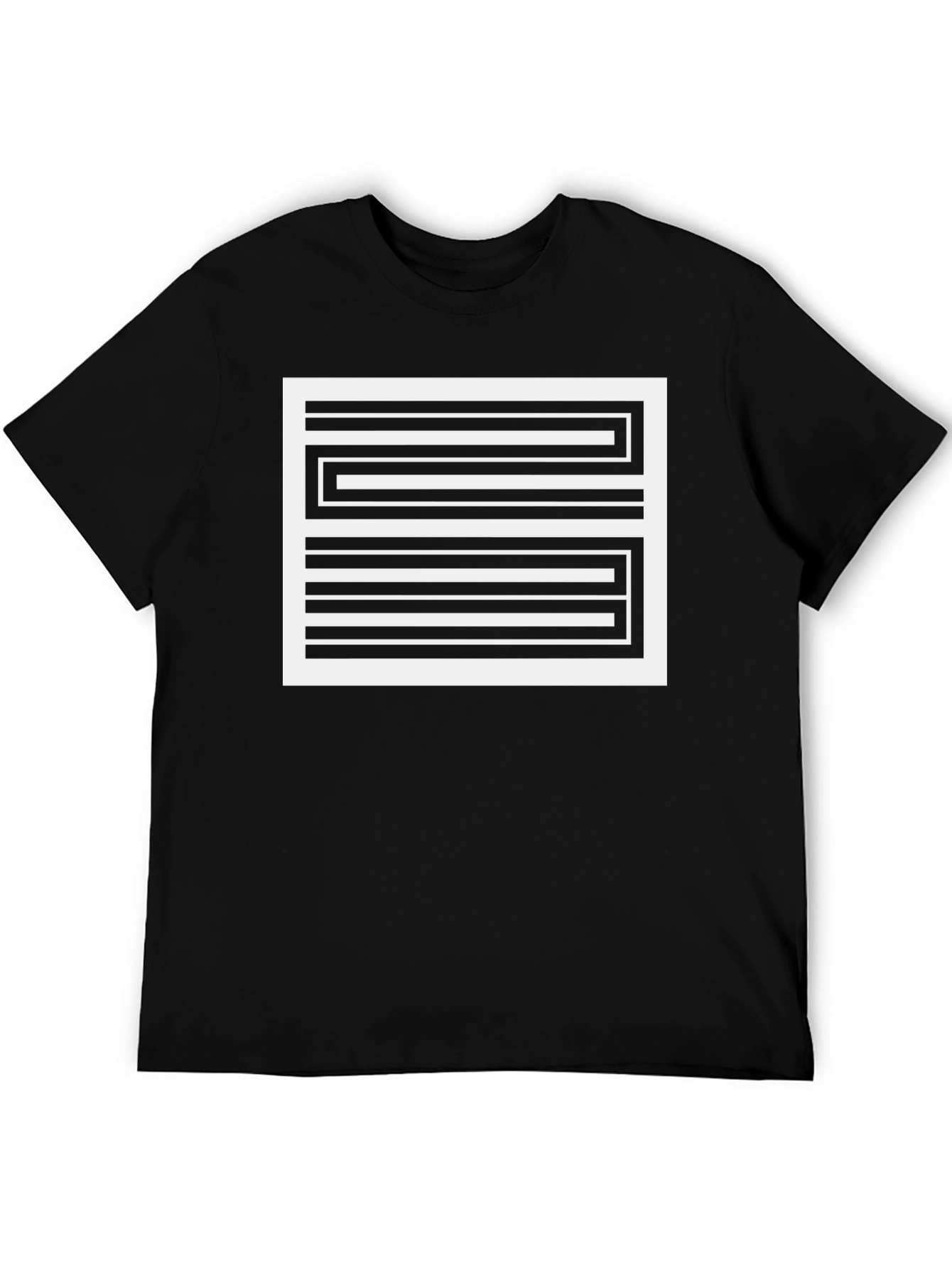 Striped Graphic Tee - Modern Black T-Shirt