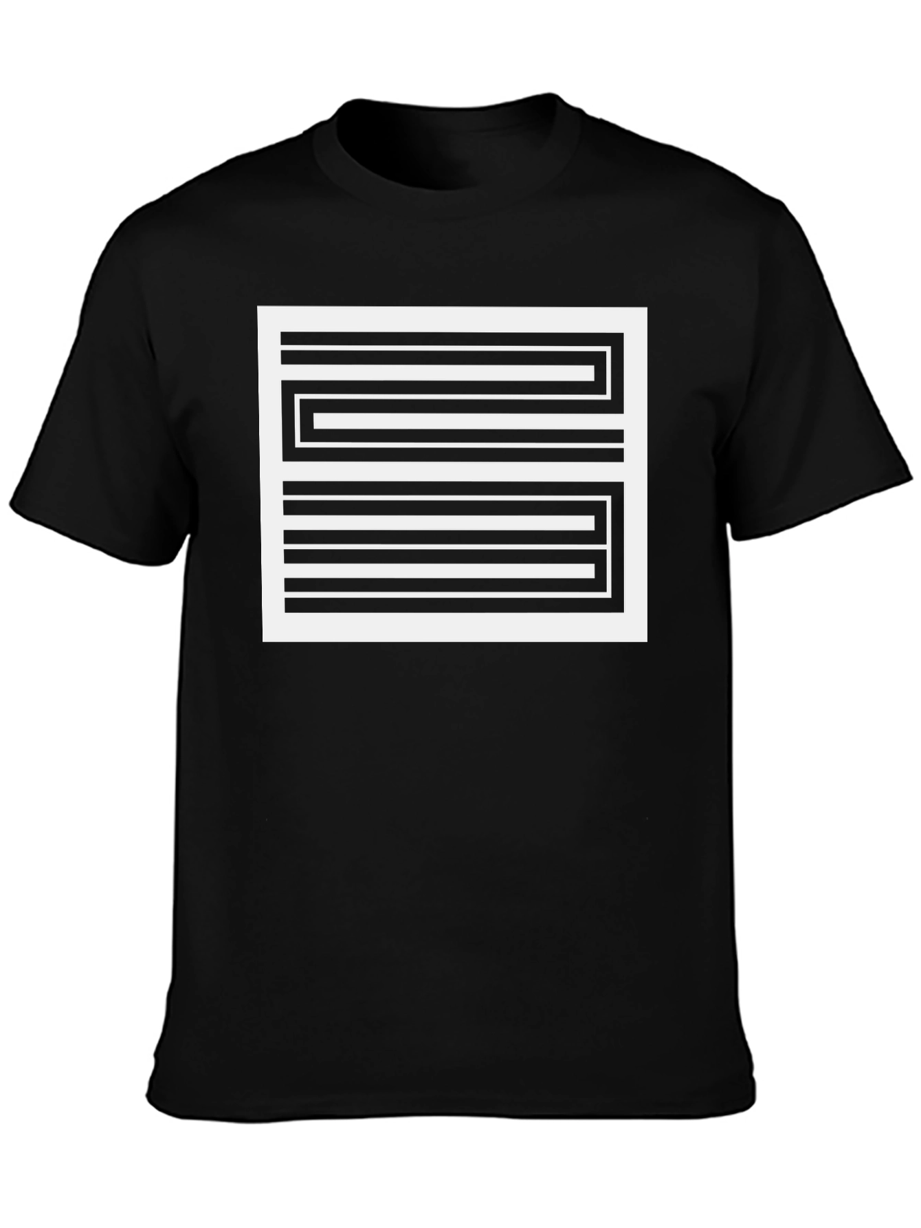 Striped Graphic Tee - Modern Black T-Shirt