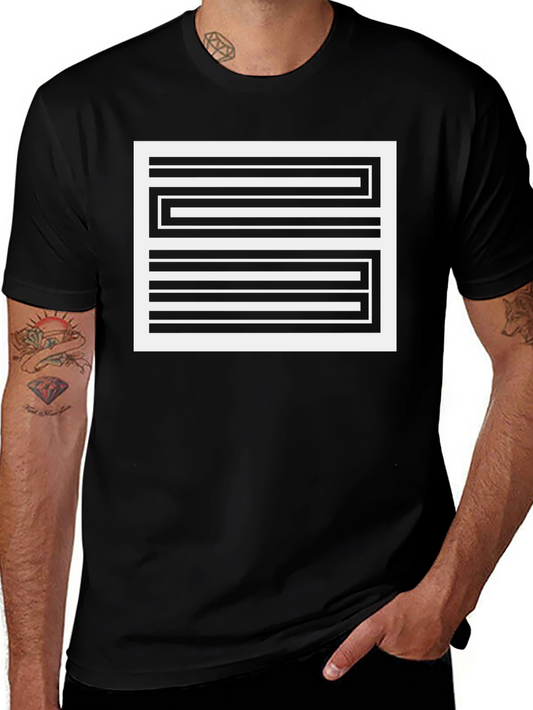 Striped Graphic Tee - Modern Black T-Shirt