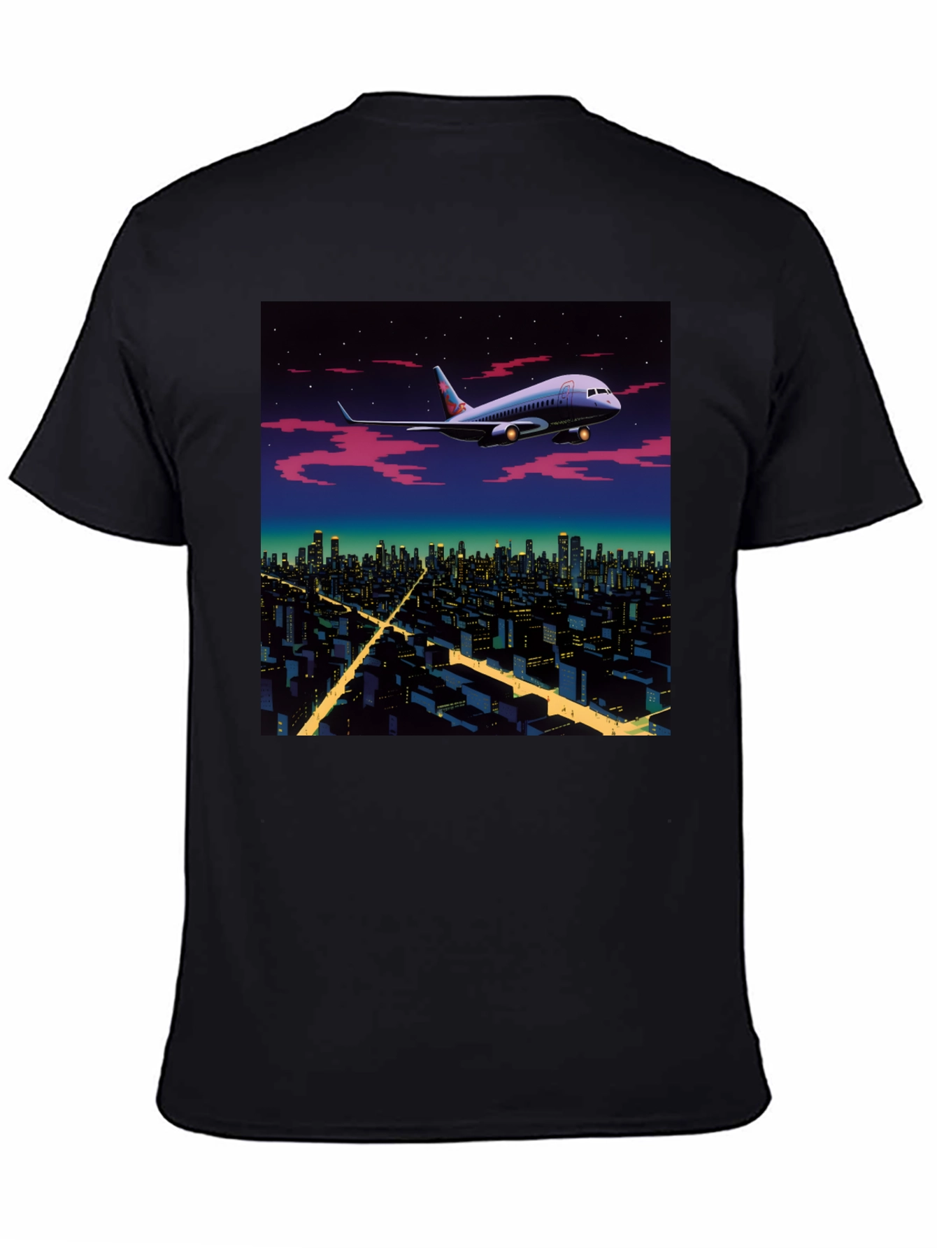 Airplane Over City Graphic T-Shirt