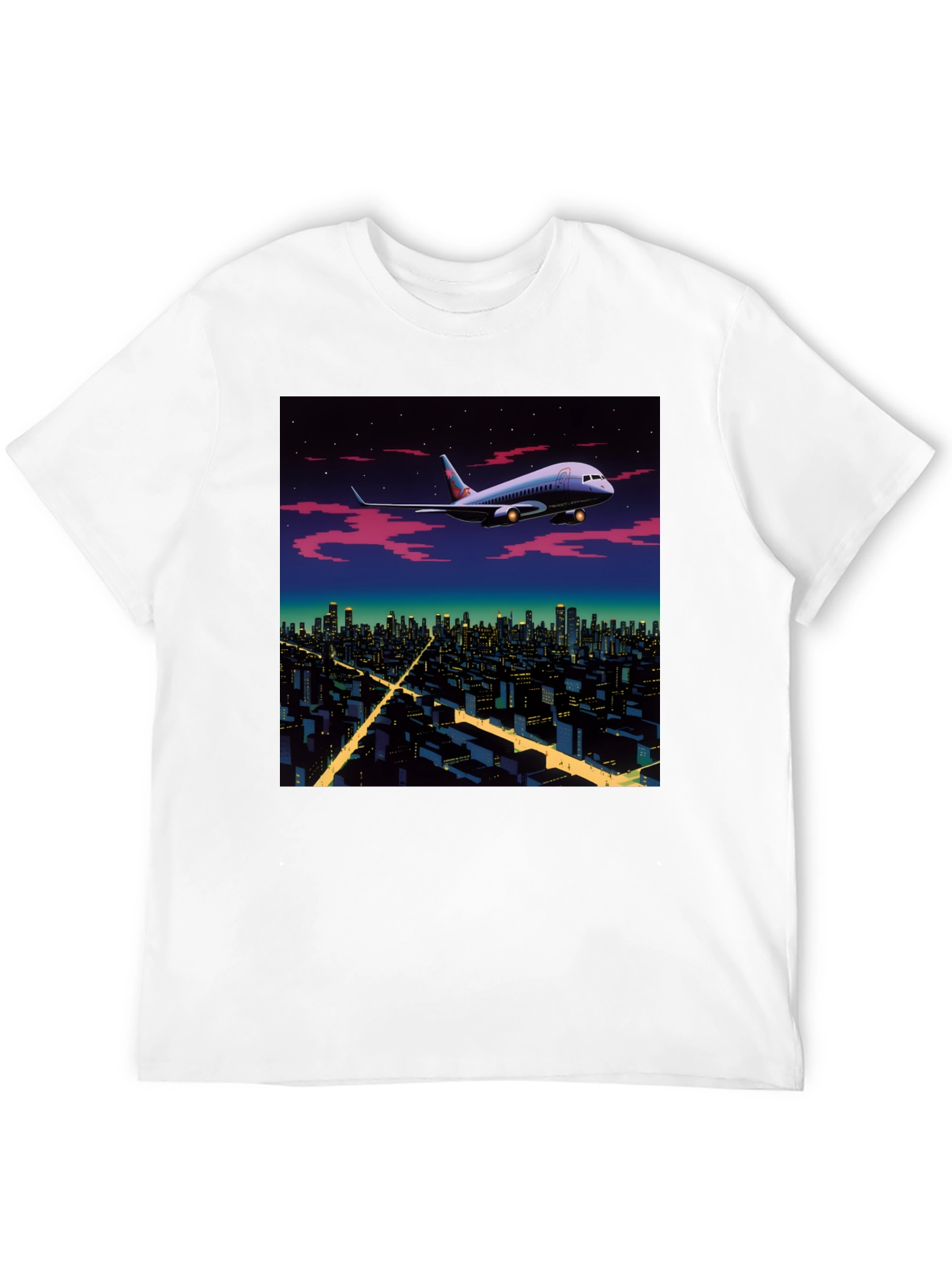 Airplane Over City Graphic T-Shirt