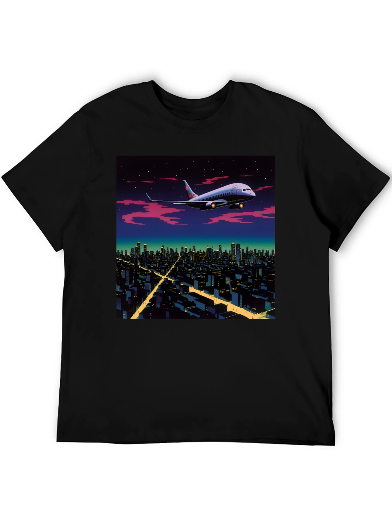 Airplane Over City Graphic T-Shirt