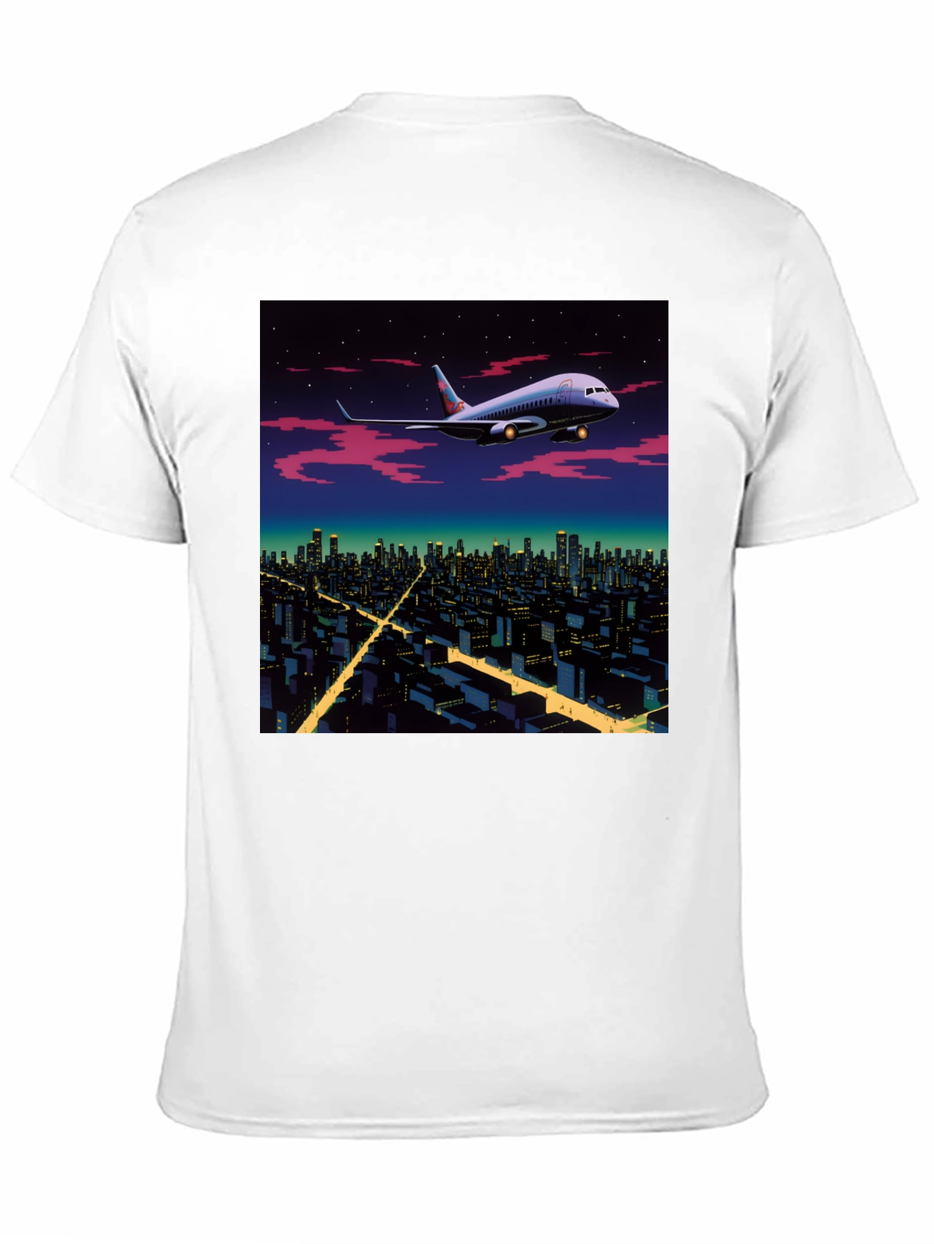 Airplane Over City Graphic T-Shirt
