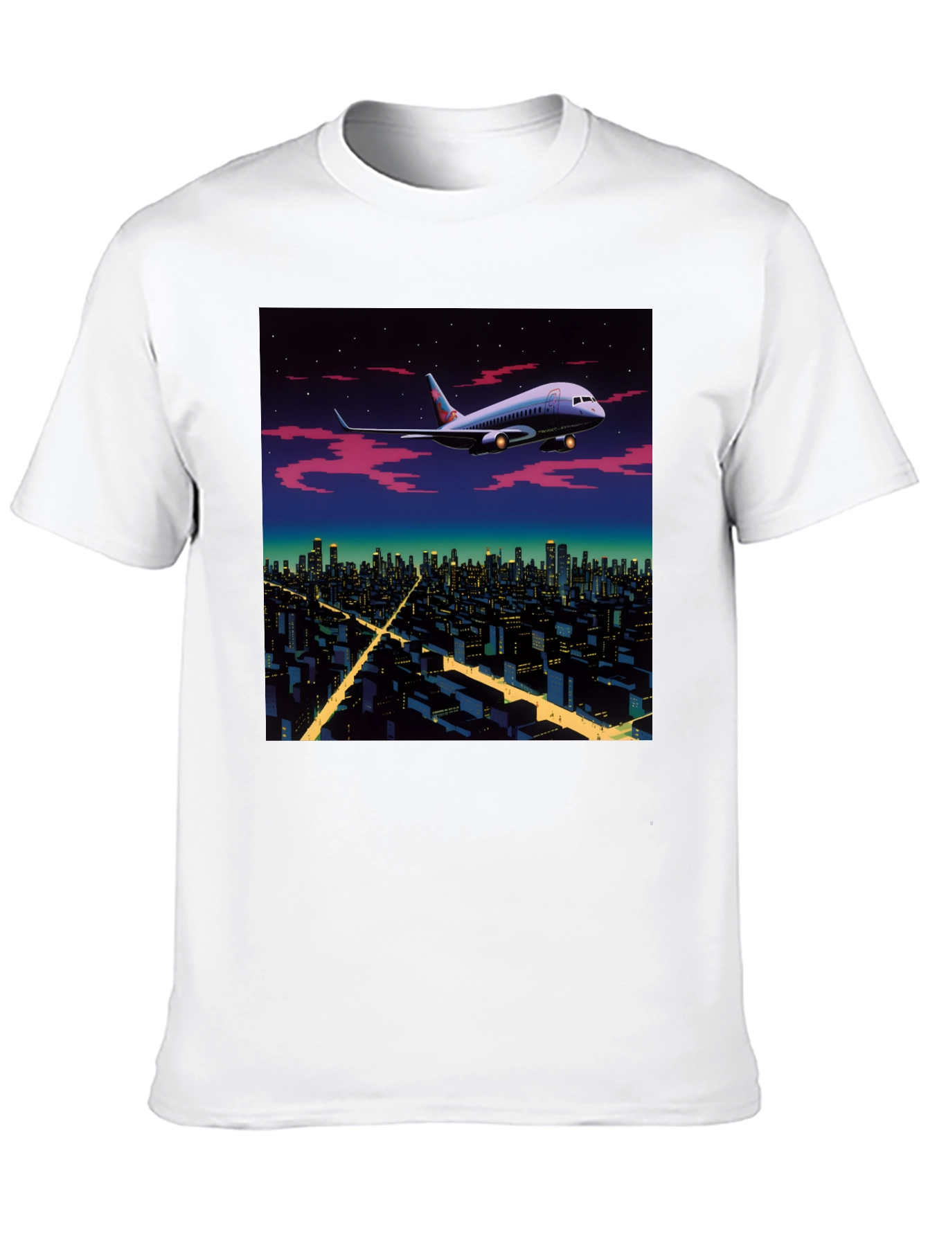 Airplane Over City Graphic T-Shirt