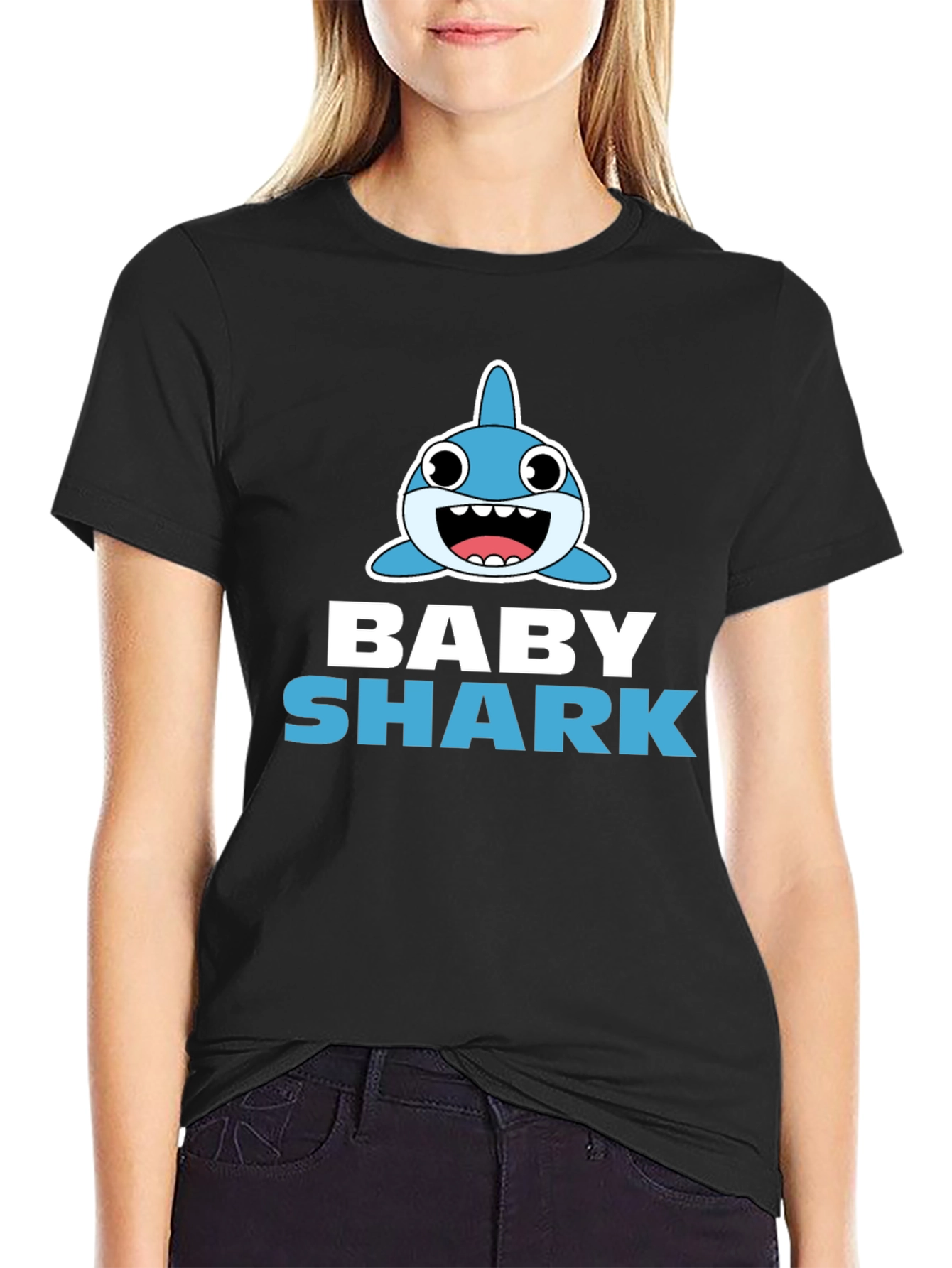 Baby Shark Graphic Tee - Black Cotton Blend
