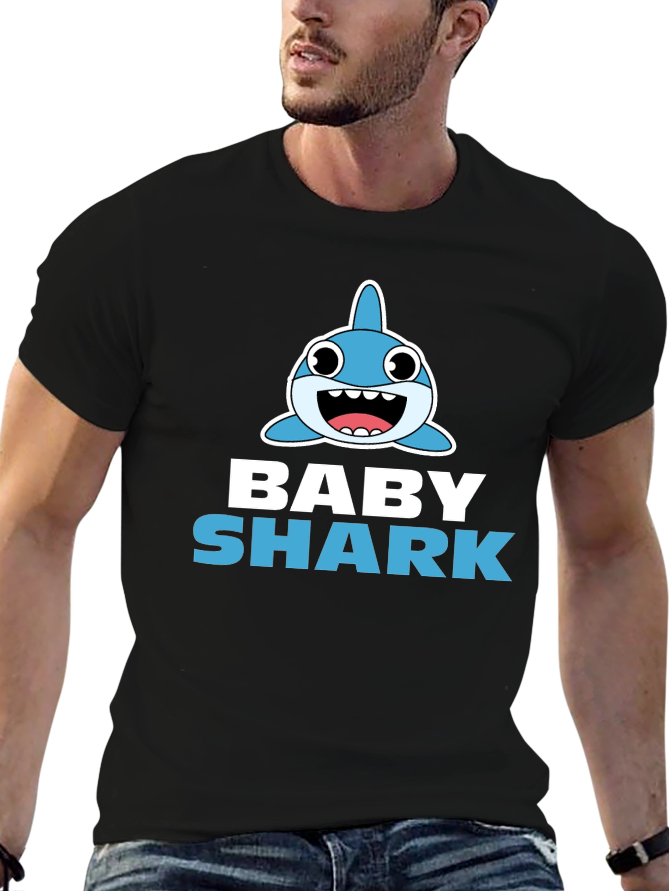 Baby Shark Graphic Tee - Black Cotton Blend