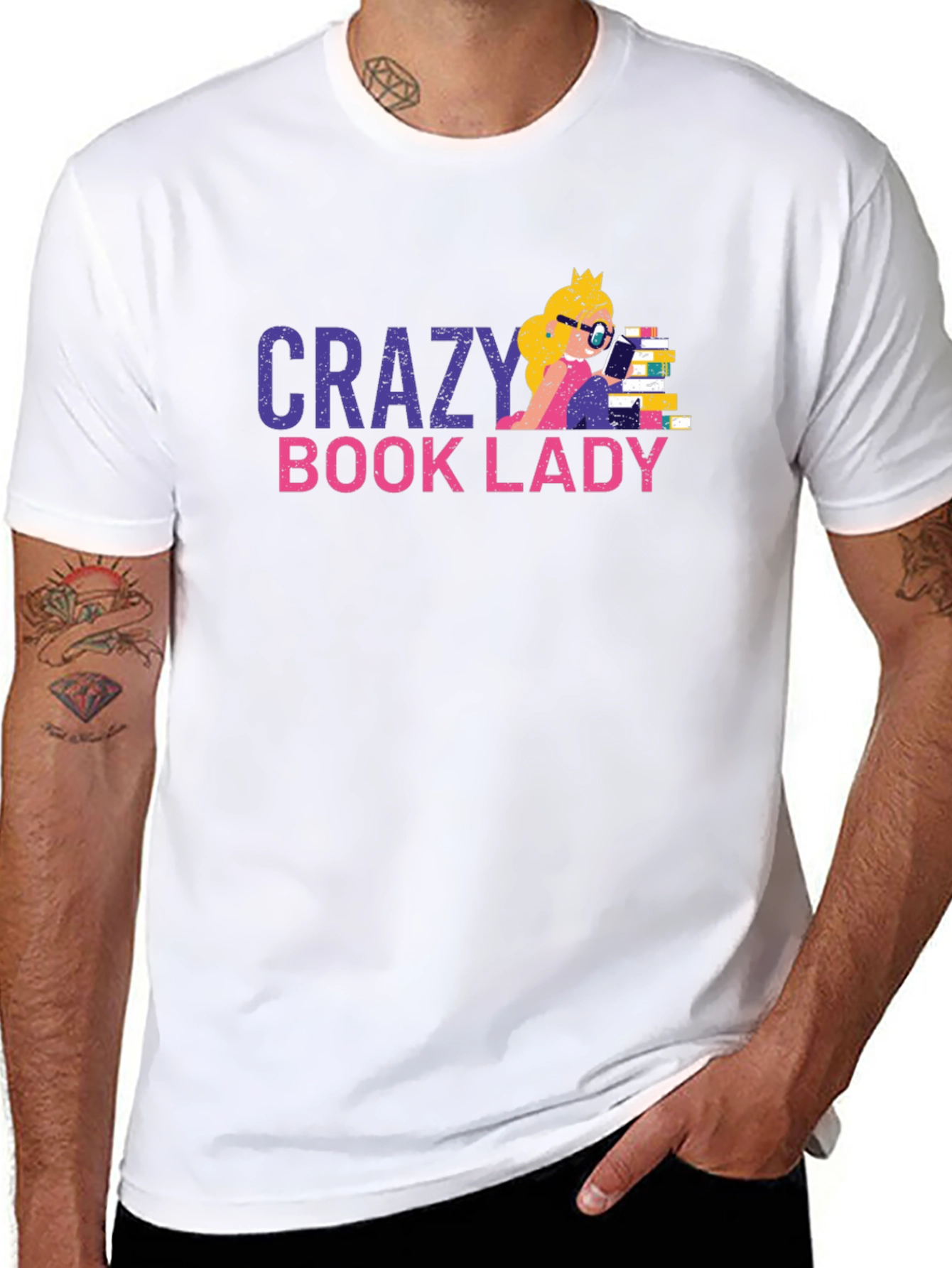 Crazy Book Lady T-Shirt - Unisex Cotton Tee