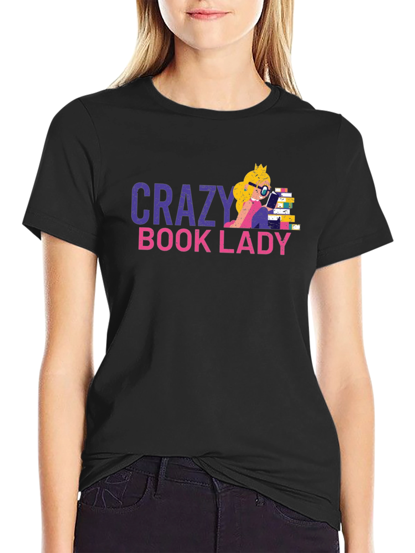 Crazy Book Lady T-Shirt - Unisex Cotton Tee
