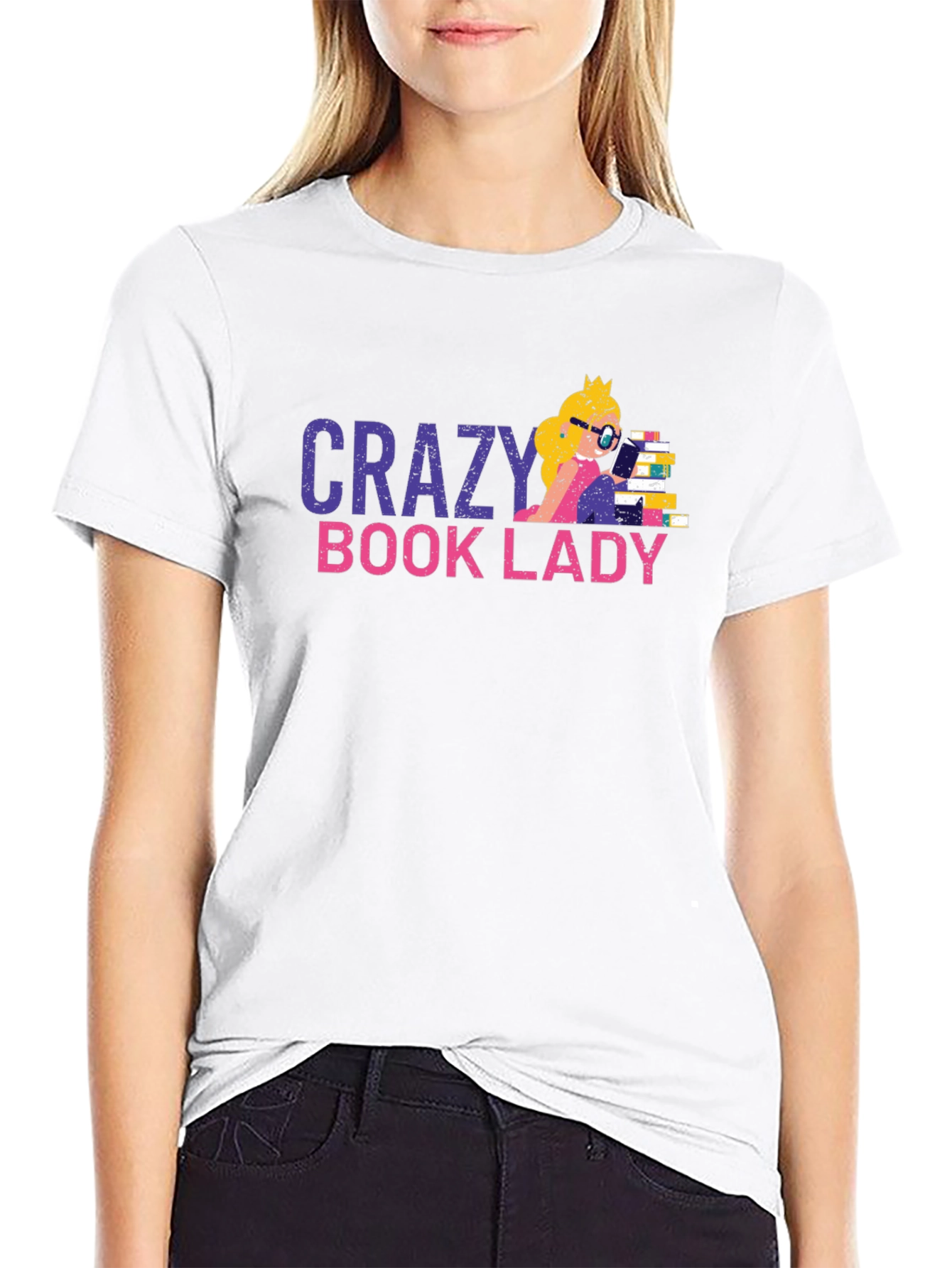 Crazy Book Lady T-Shirt - Unisex Cotton Tee