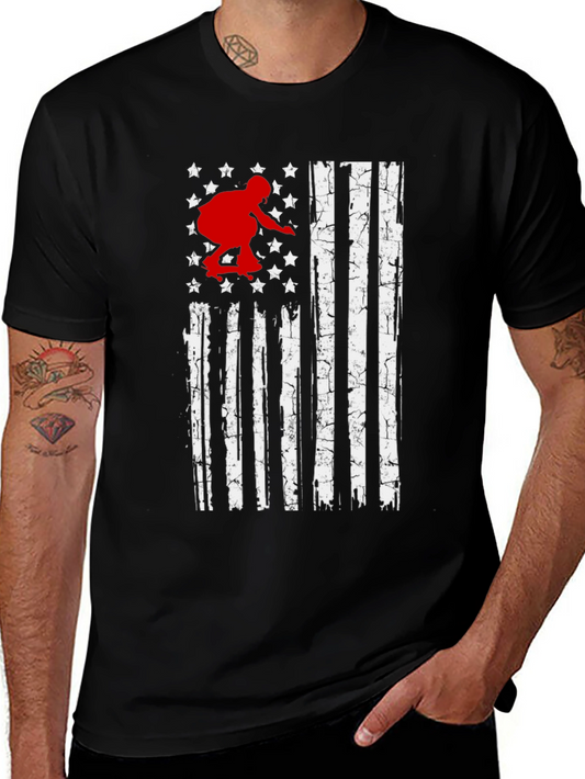 Skateboarder American Flag Graphic T-Shirt