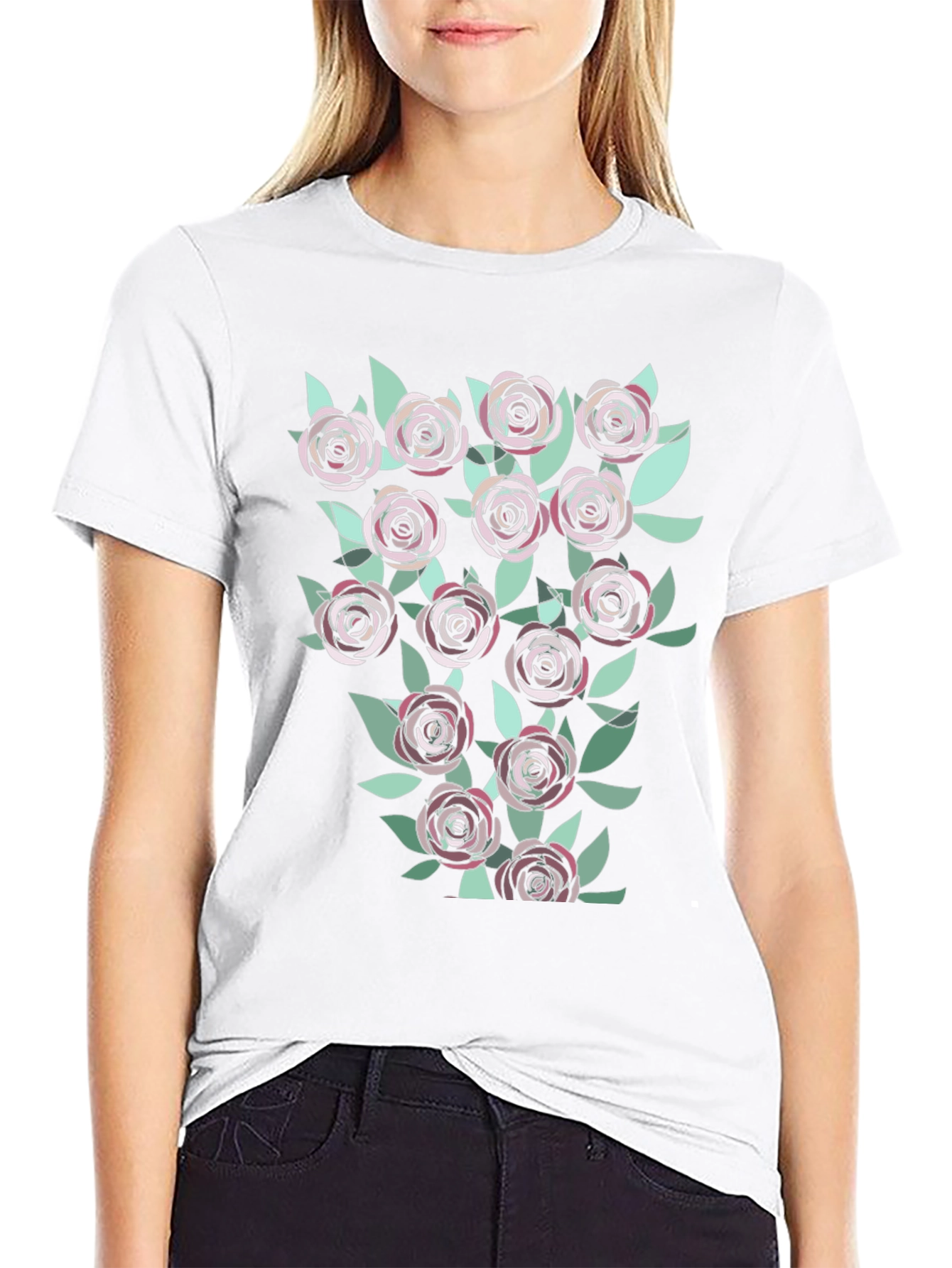 Floral Roses Graphic T-Shirt | Casual Black Tee