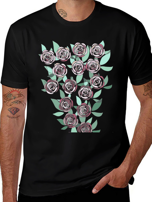 Floral Roses Graphic T-Shirt | Casual Black Tee